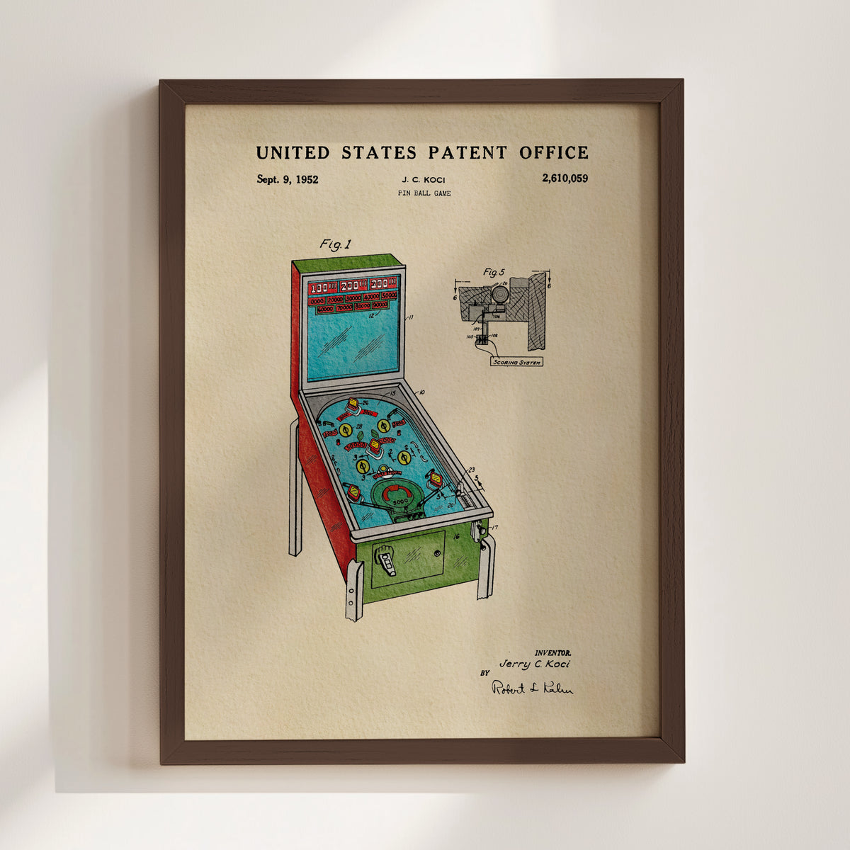 Pinball Machine (1952) patent art print