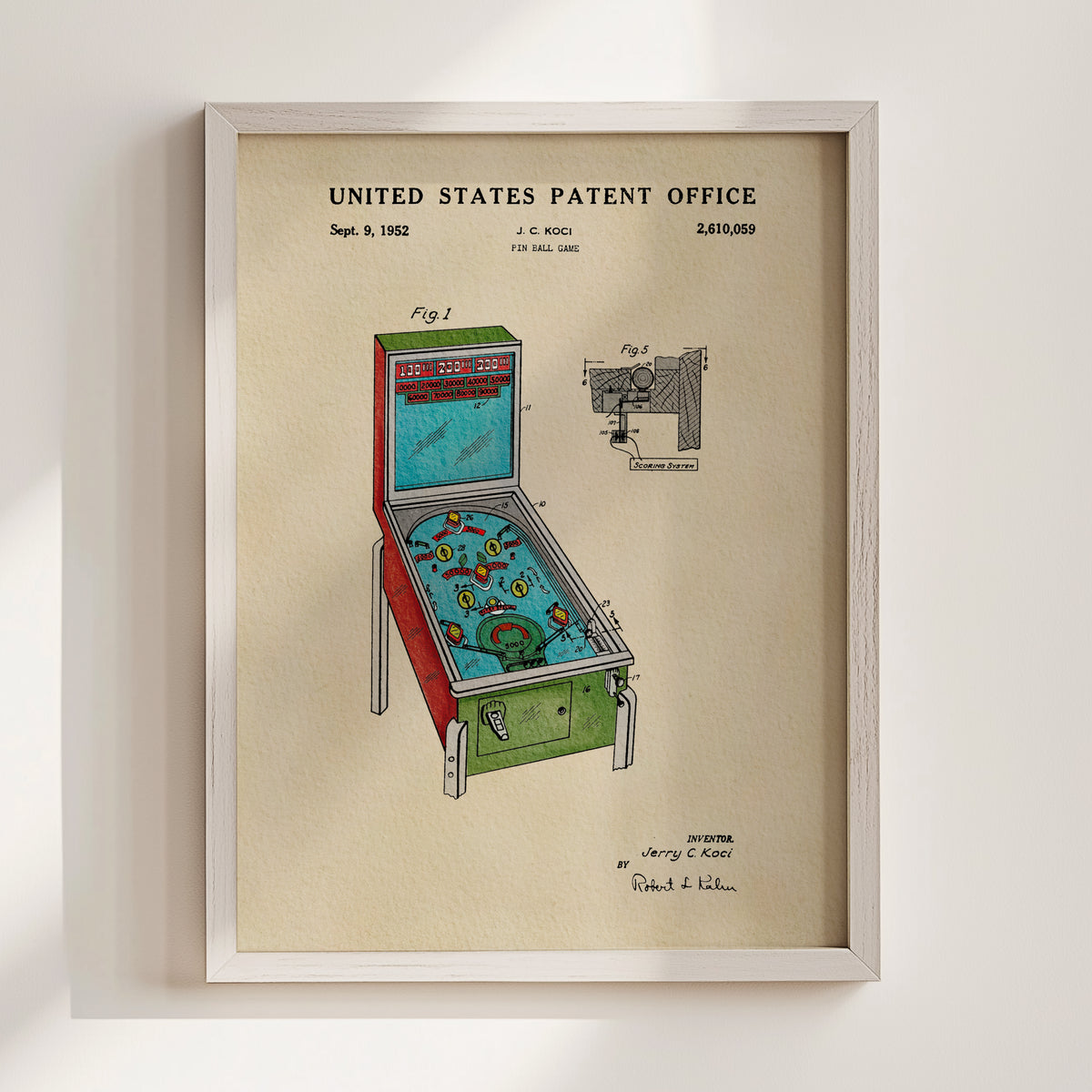 Pinball Machine (1952) patent art print