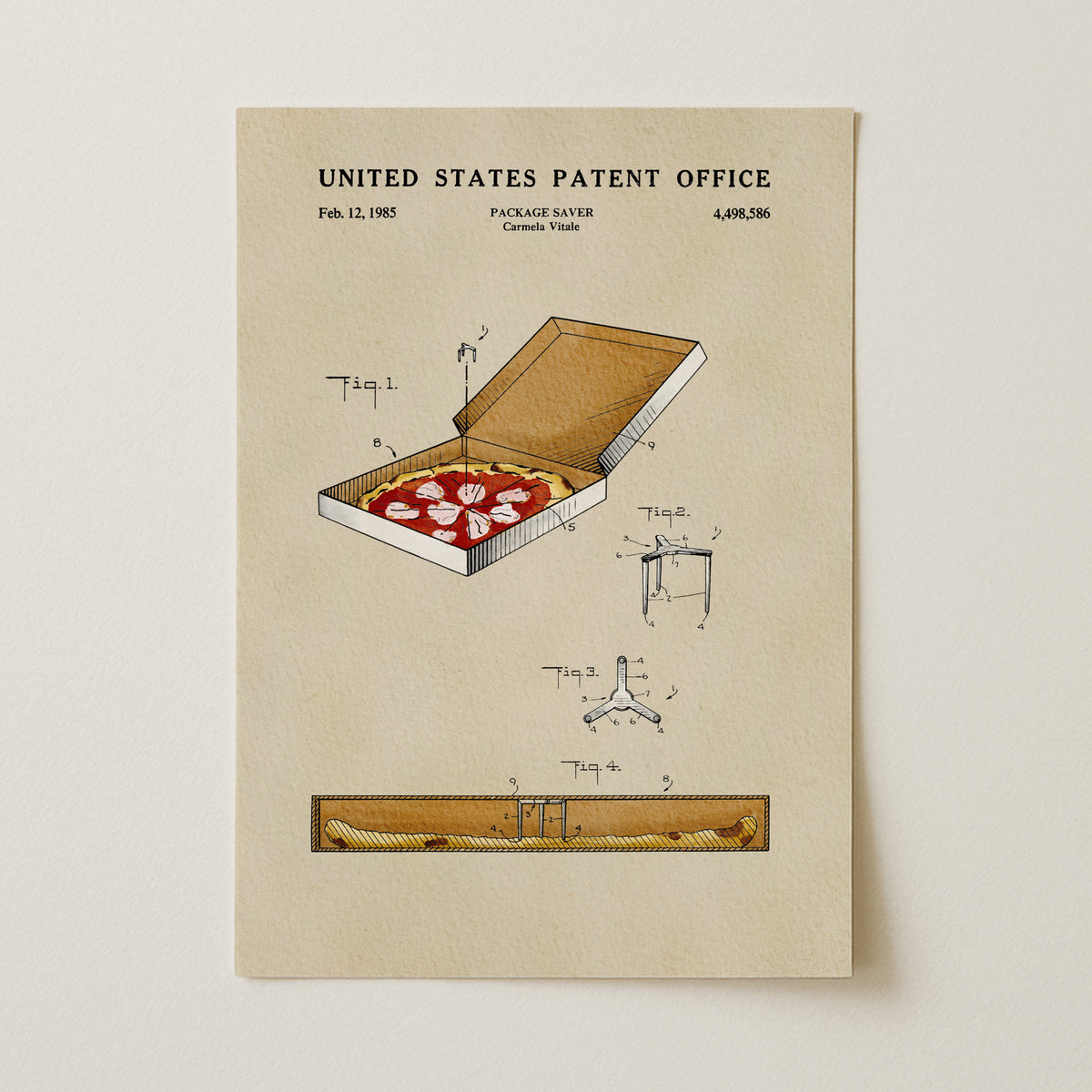 Pizza Box (1985) patent art print
