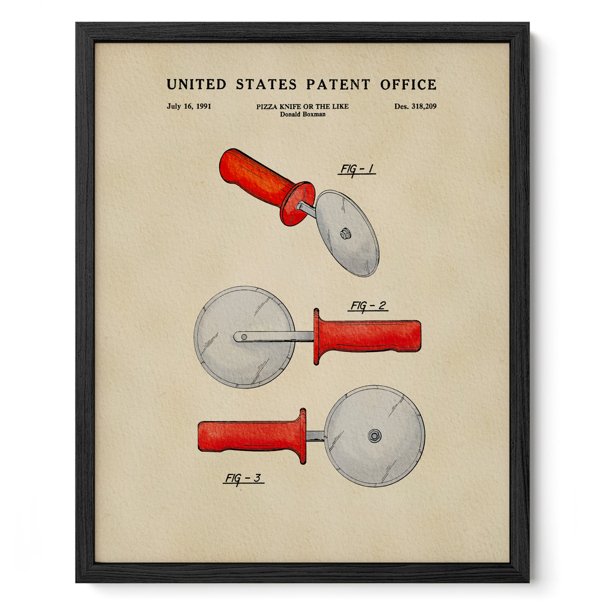 Pizza Roller Knife (1991) patent art print