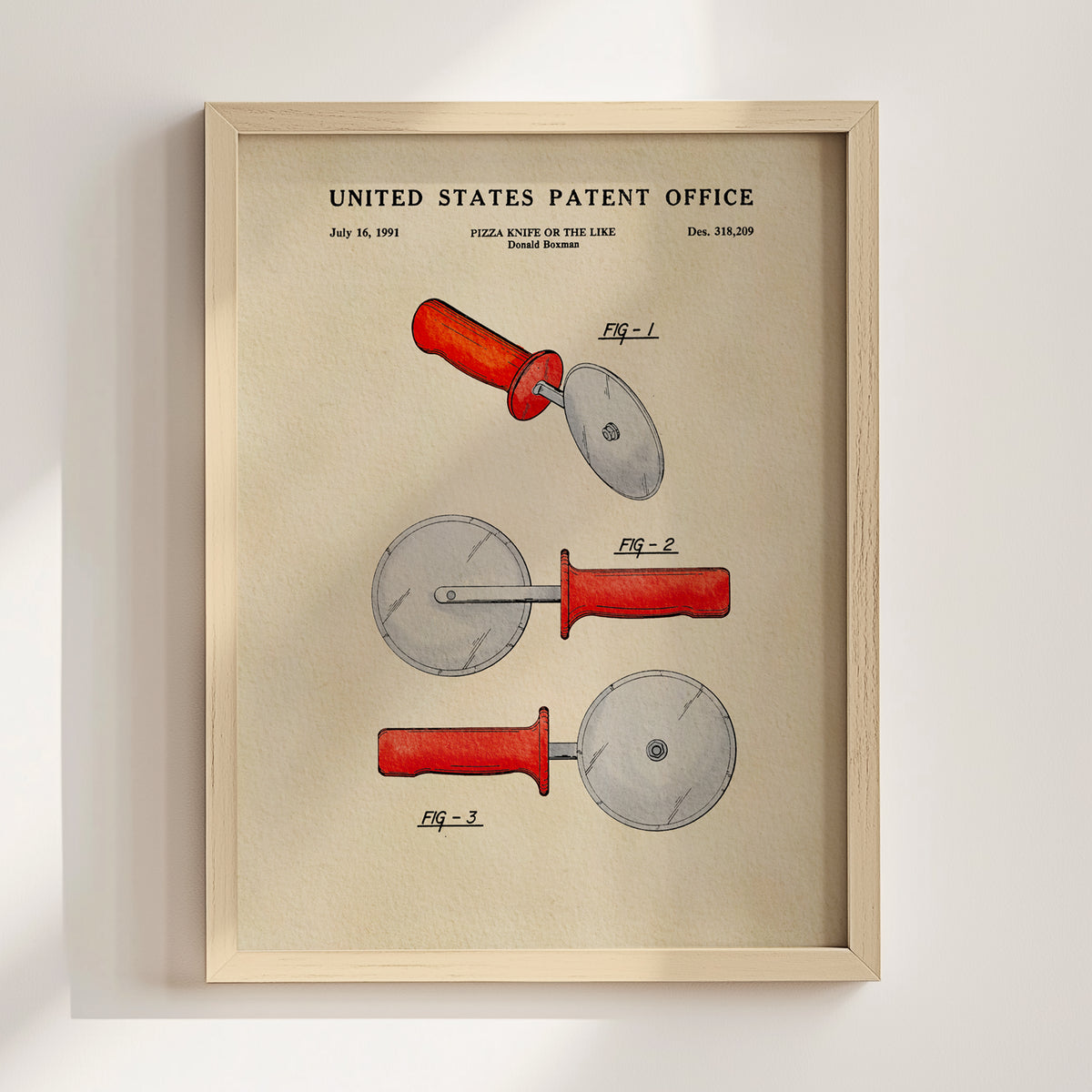 Pizza Roller Knife (1991) patent art print