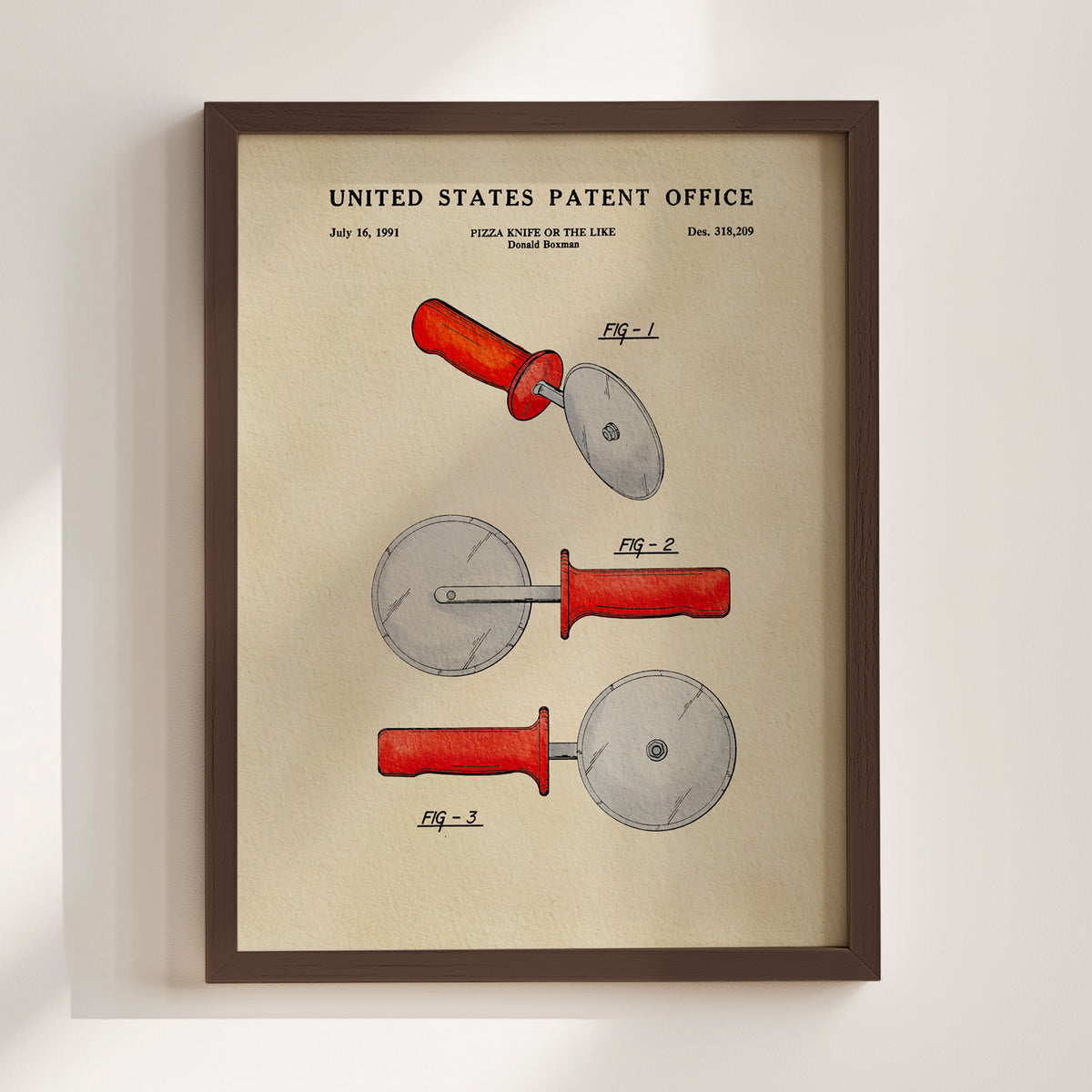 Pizza Roller Knife (1991) patent art print