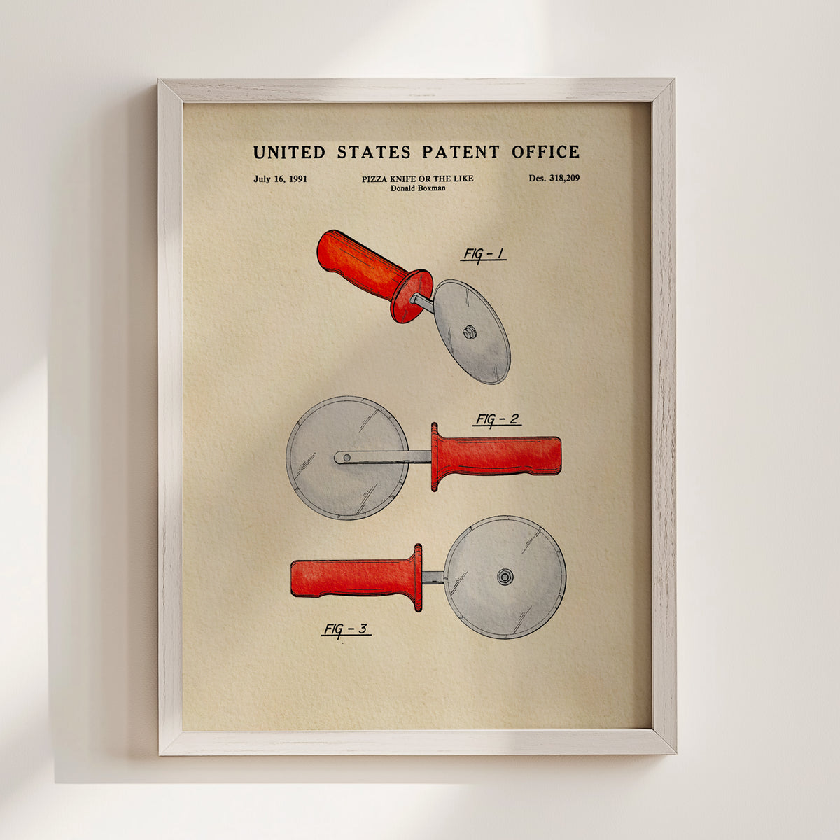 Pizza Roller Knife (1991) patent art print