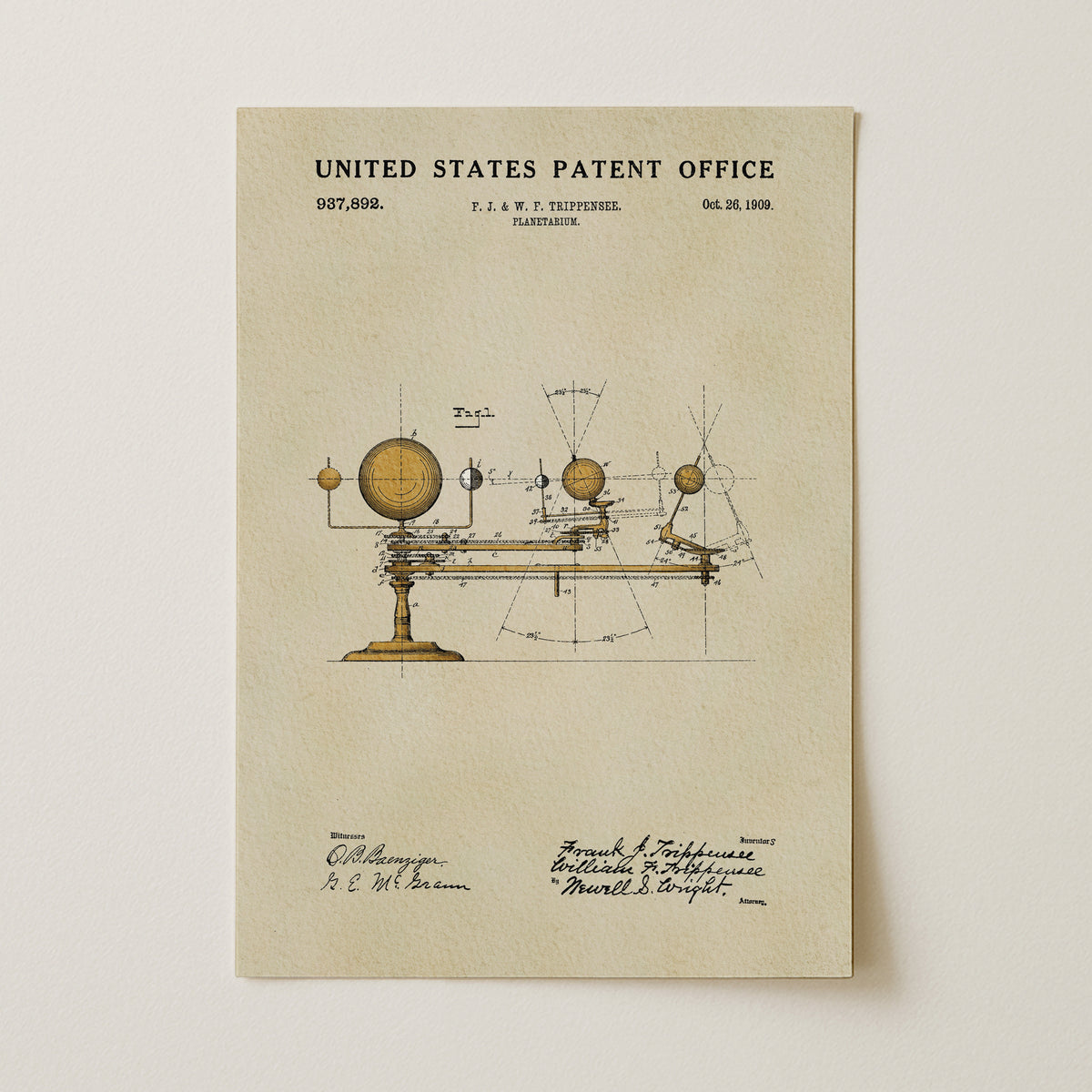 Planetarium (1909) patent art print