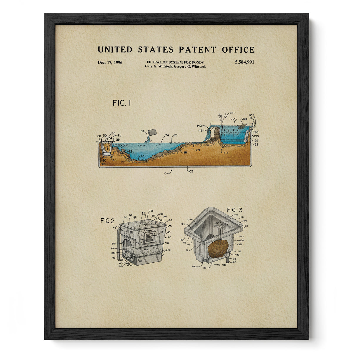 Pond Filtration System (1996) patent art print