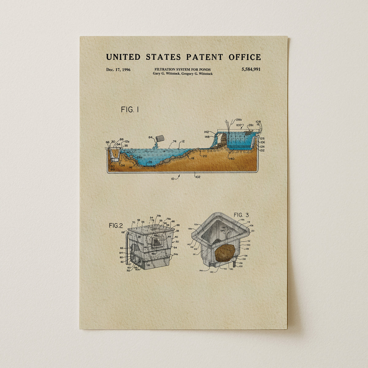 Pond Filtration System (1996) patent art print