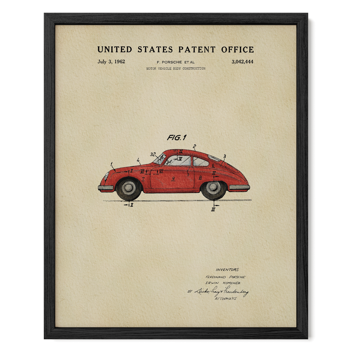 Red Vintage Sports Car (1962) patent art print