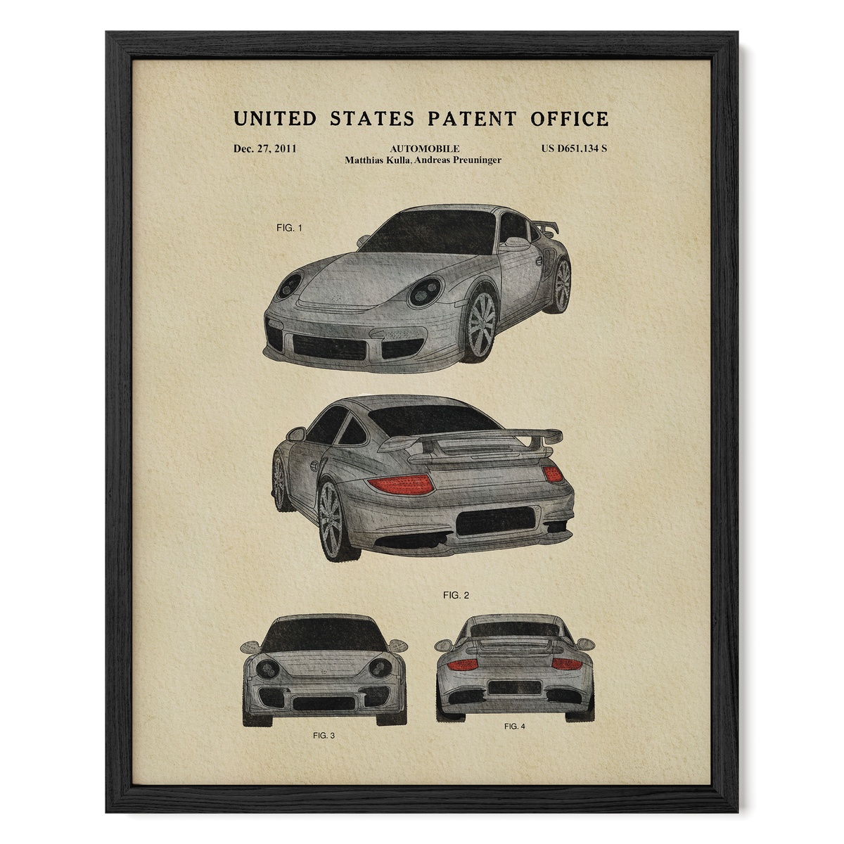 Grey Sports Car (2011) patent art print