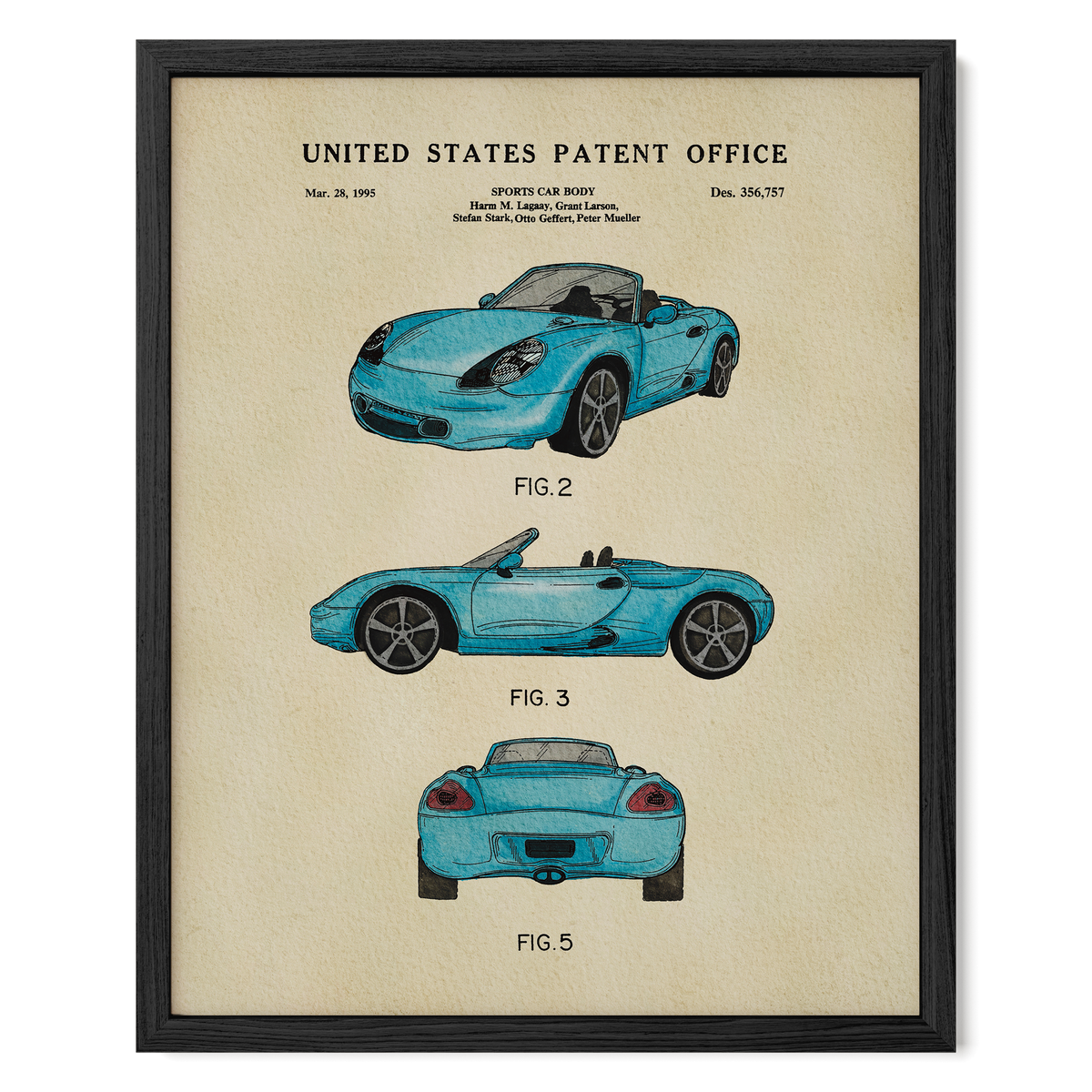 Blue Sports Car (1995) patent art print