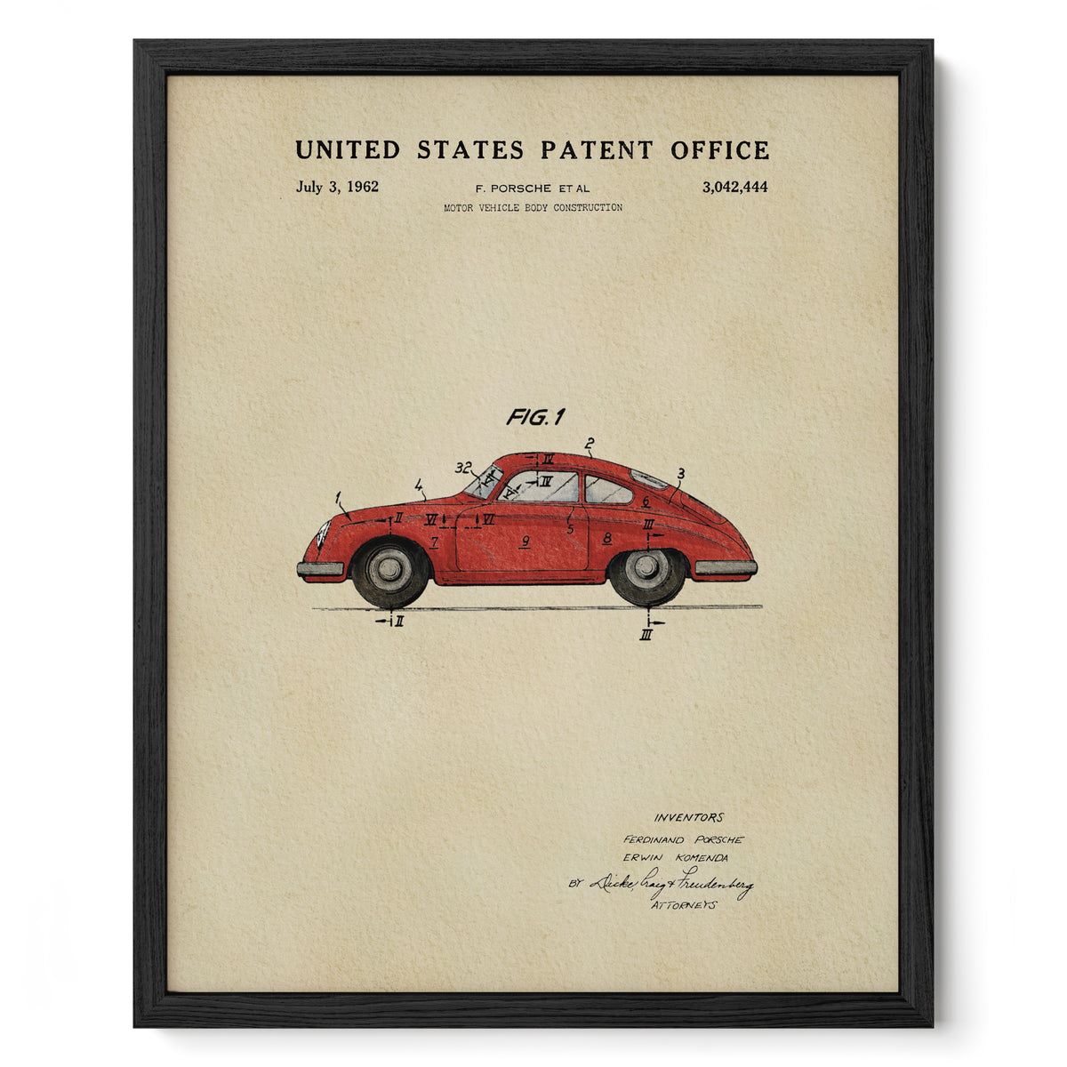 Red Vintage Sports Car (1962) patent art print