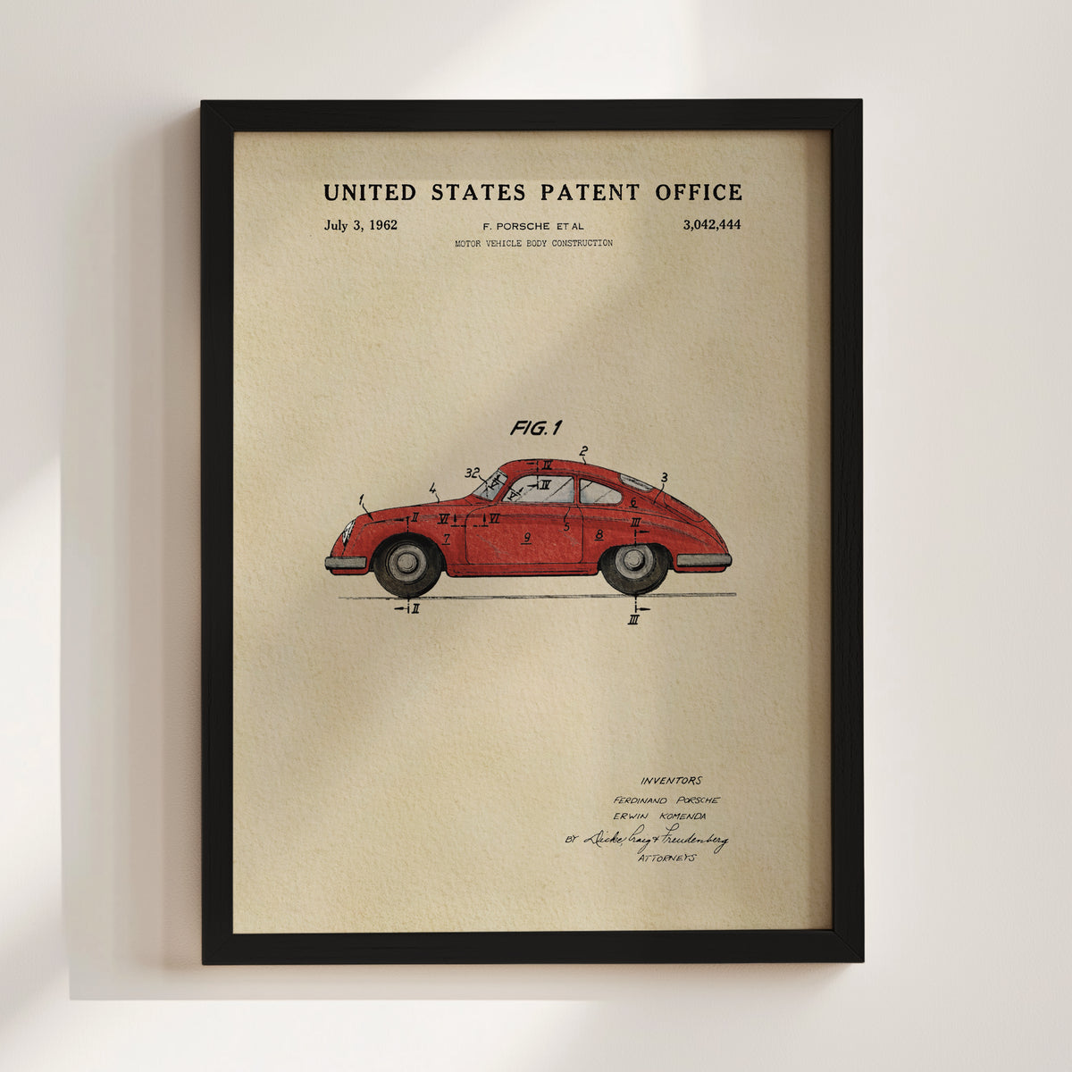 Red Vintage Sports Car (1962) patent art print