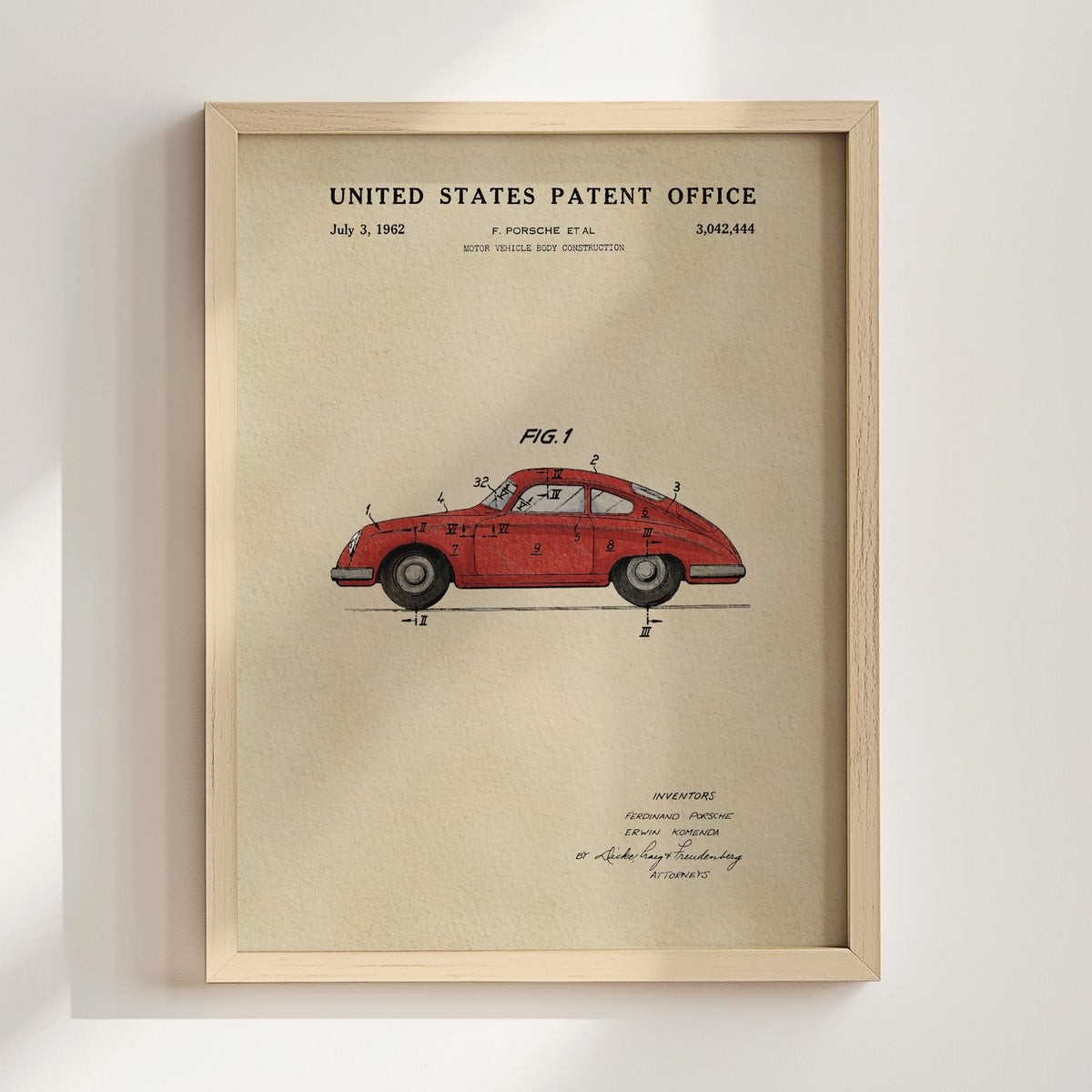 Red Vintage Sports Car (1962) patent art print