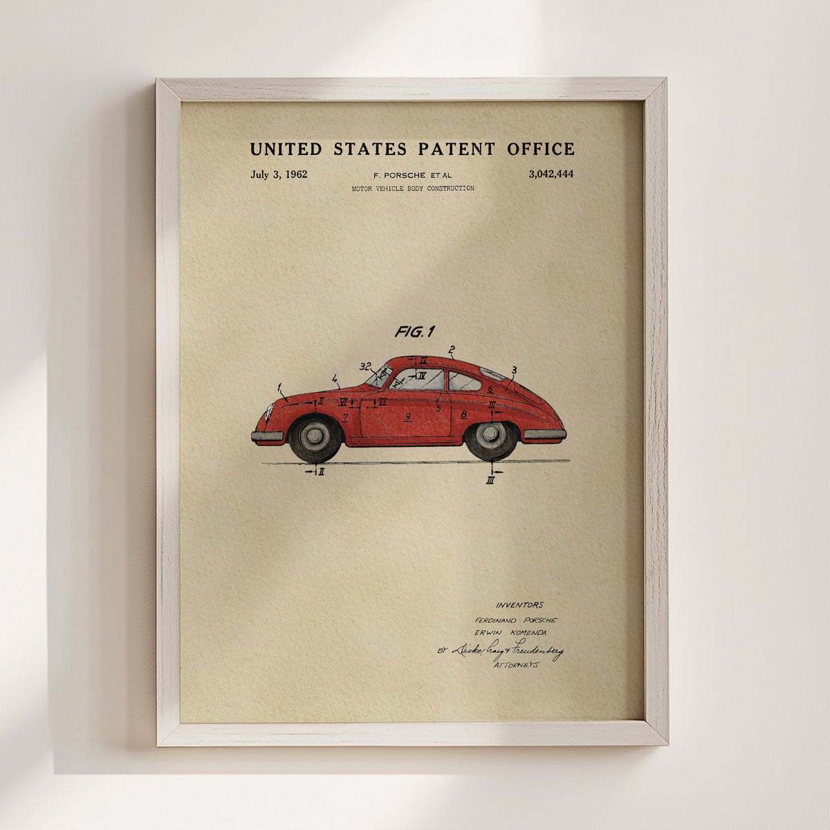 Red Vintage Sports Car (1962) patent art print