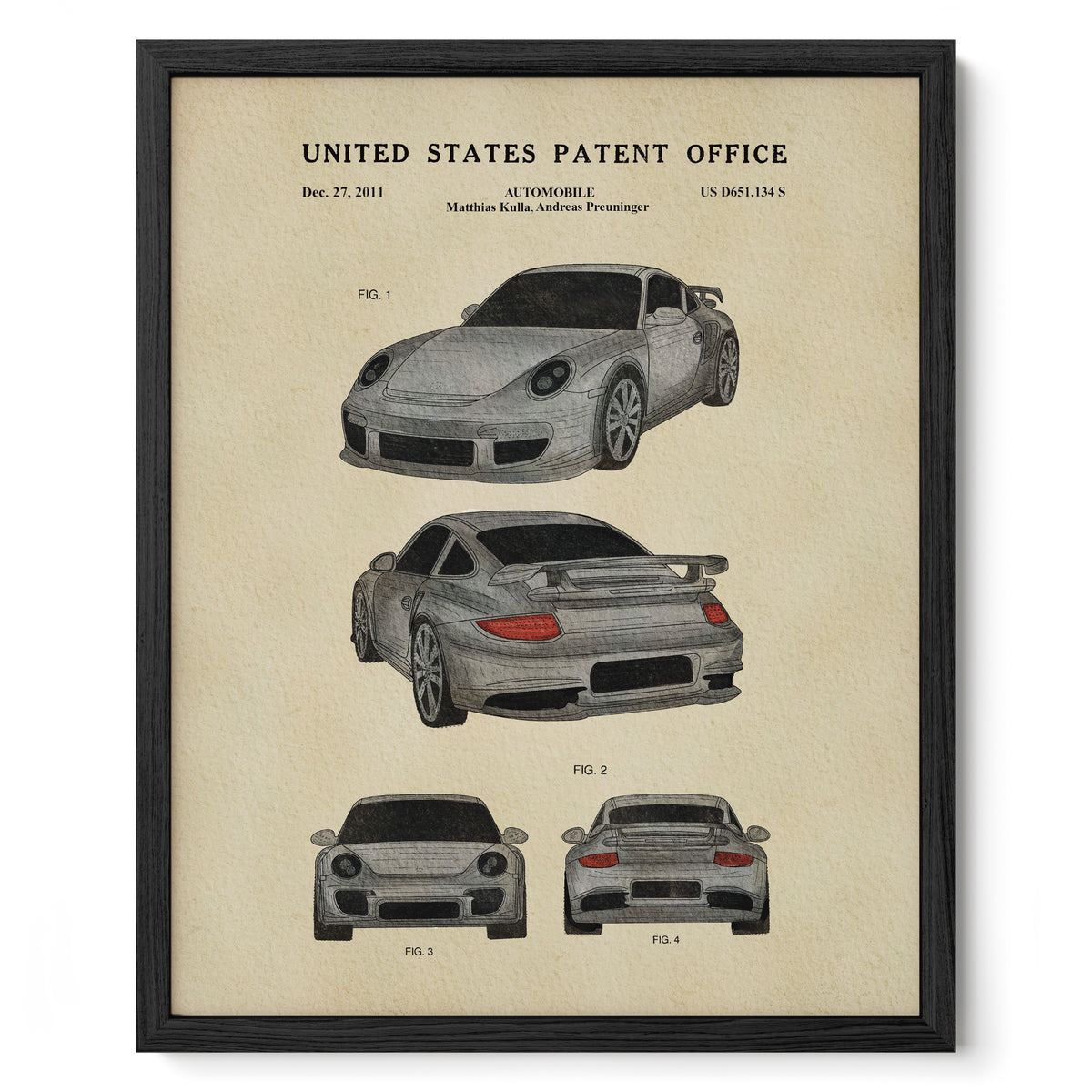 Grey Sports Car (2011) patent art print