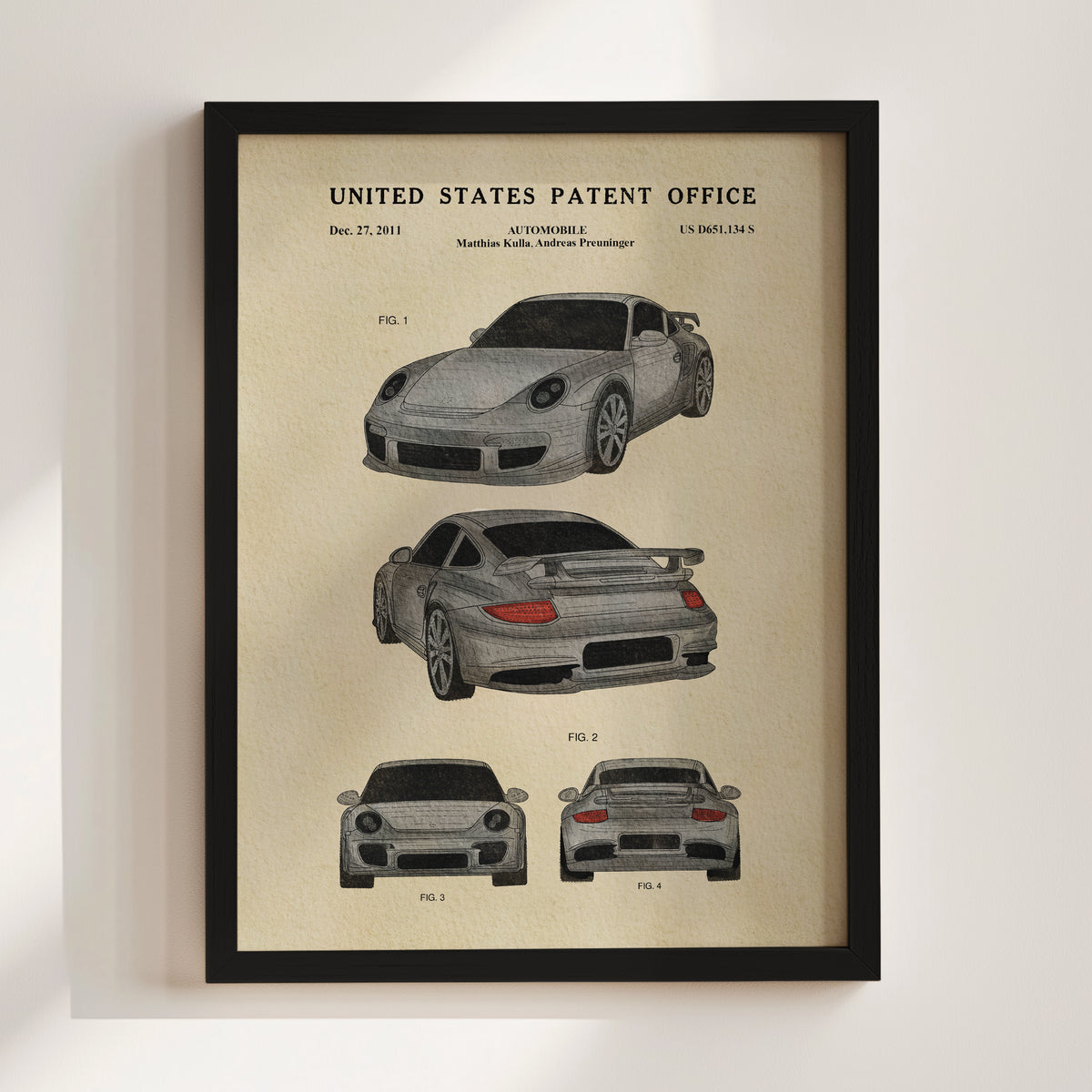 Grey Sports Car (2011) patent art print