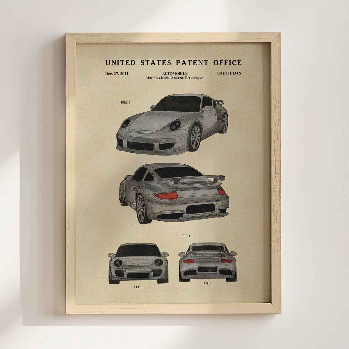Grey Sports Car (2011) patent art print
