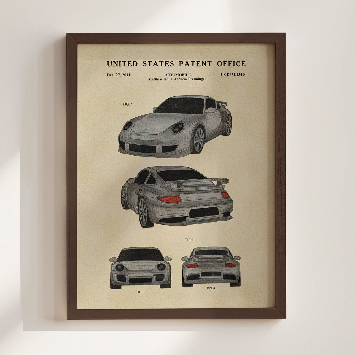 Grey Sports Car (2011) patent art print