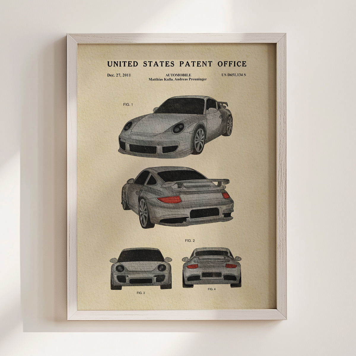 Grey Sports Car (2011) patent art print