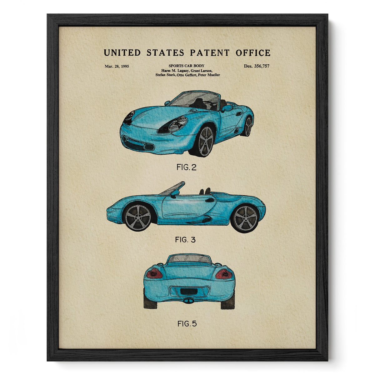 Blue Sports Car (1995) patent art print