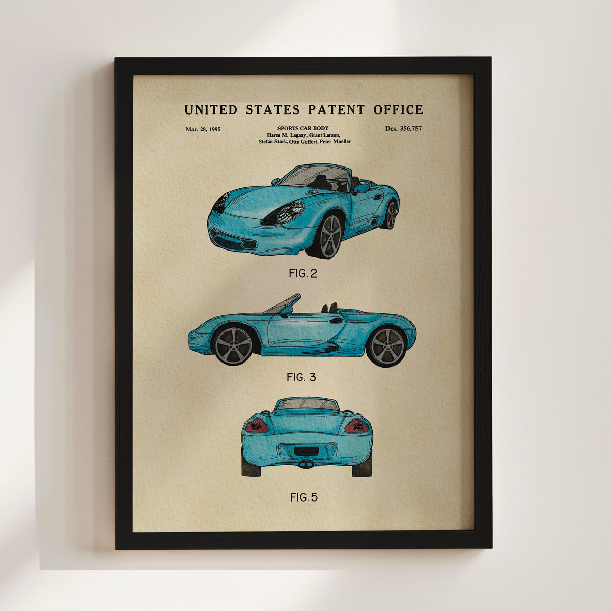 Blue Sports Car (1995) patent art print