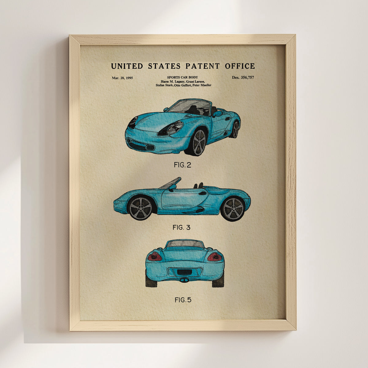 Blue Sports Car (1995) patent art print
