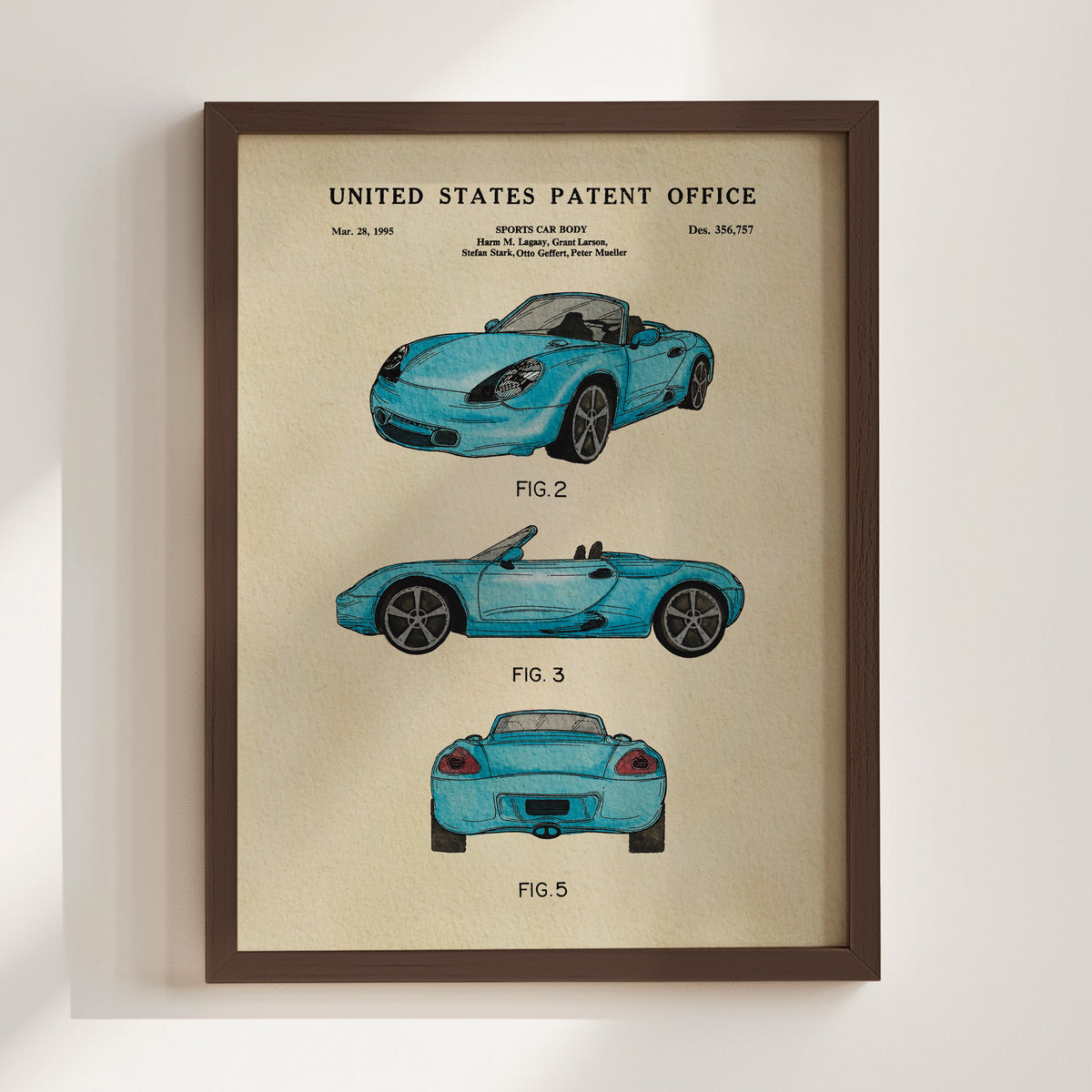 Blue Sports Car (1995) patent art print