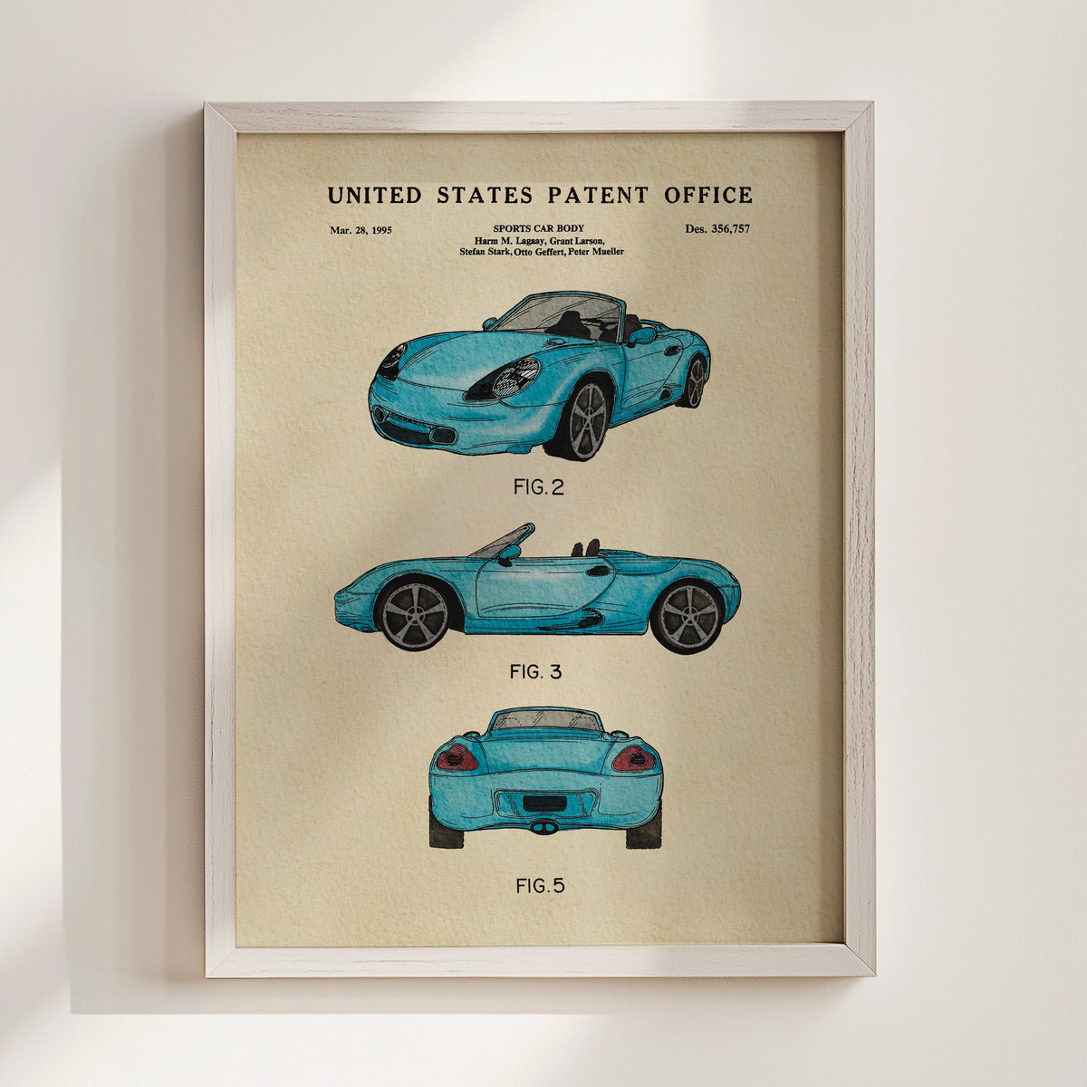 Blue Sports Car (1995) patent art print