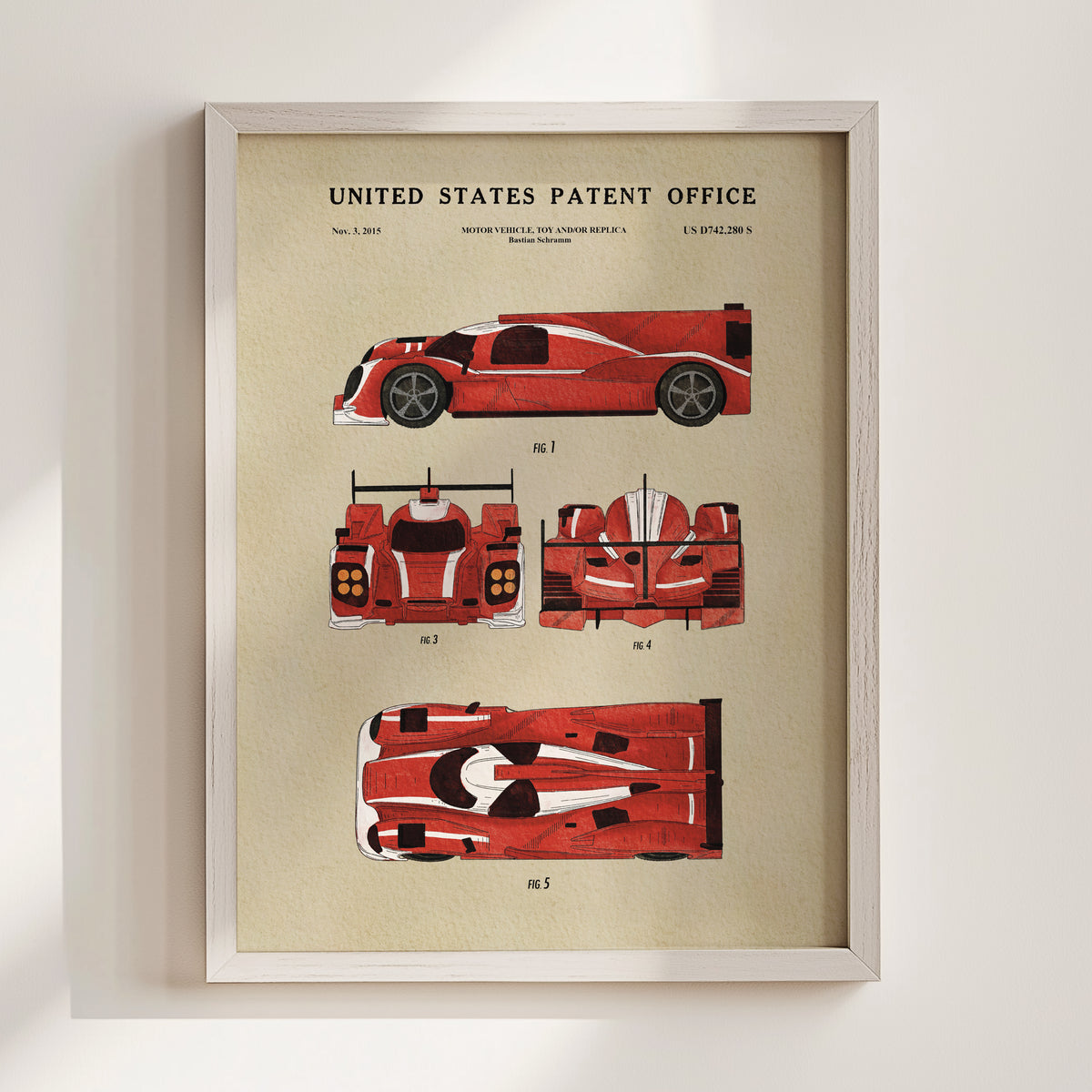 Red Prototype Race Car (2015) patent art print
