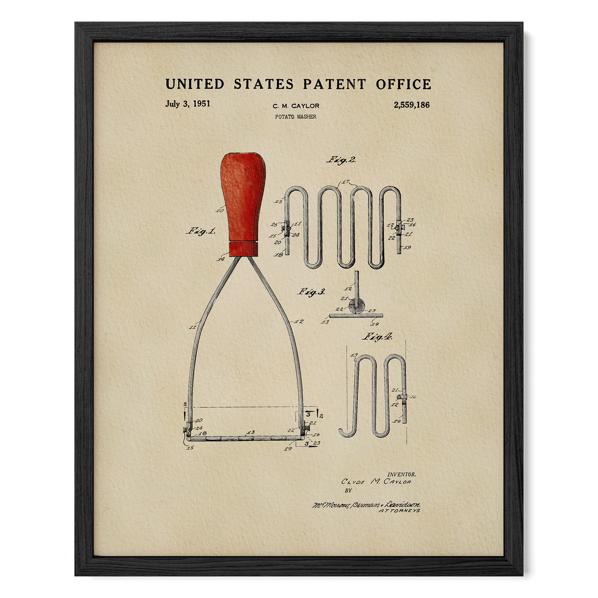 Potato Masher (1951) patent art print