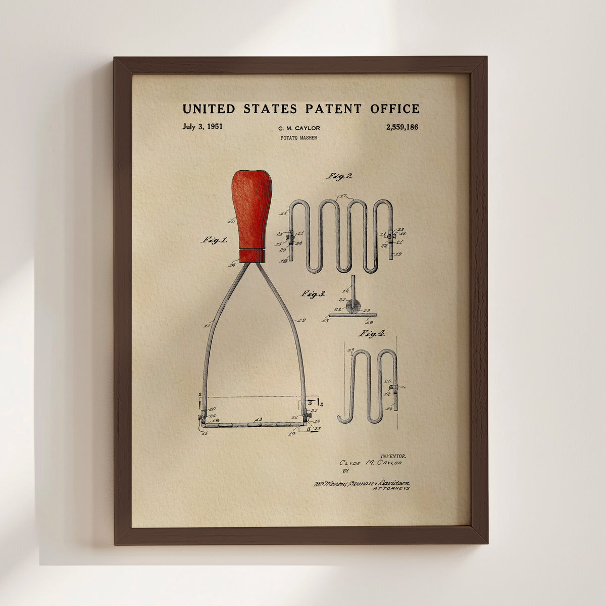 Potato Masher (1951) patent art print