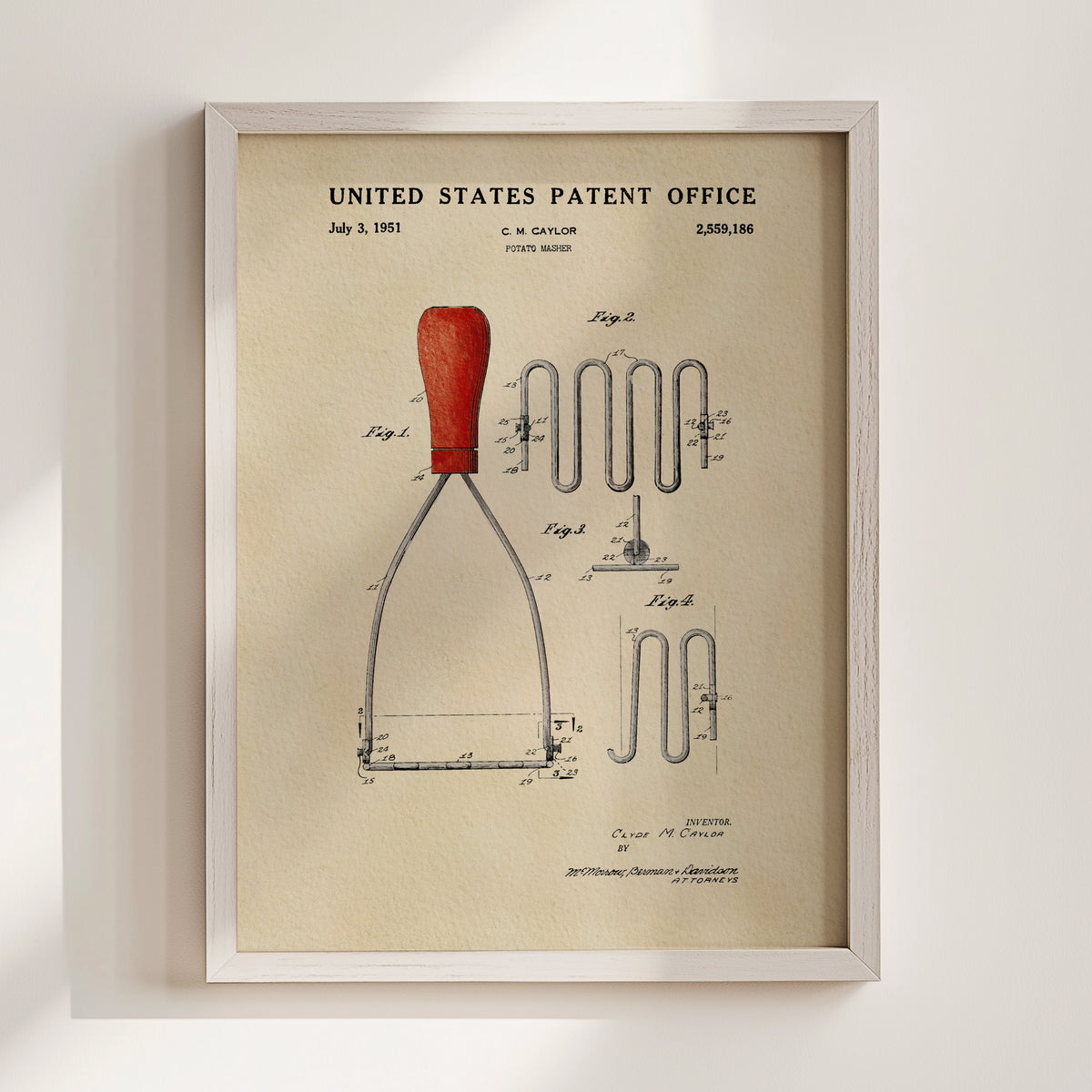 Potato Masher (1951) patent art print