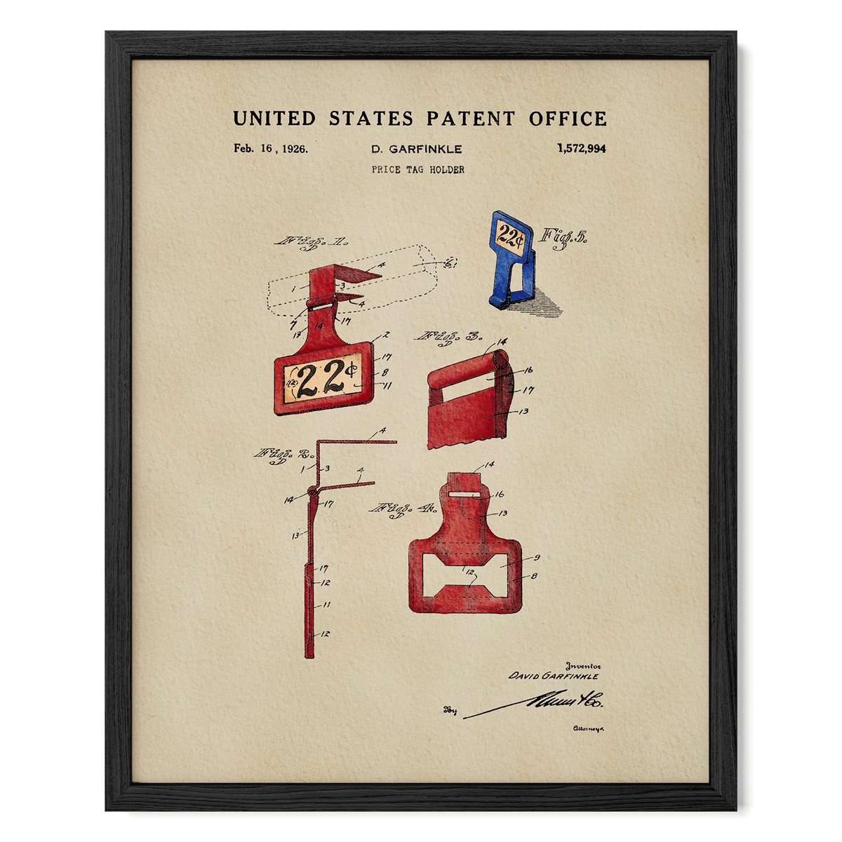 Price Tag Holder (1926) patent art print