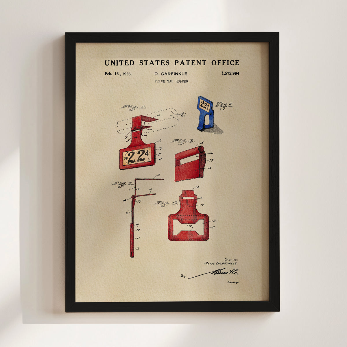 Price Tag Holder (1926) patent art print