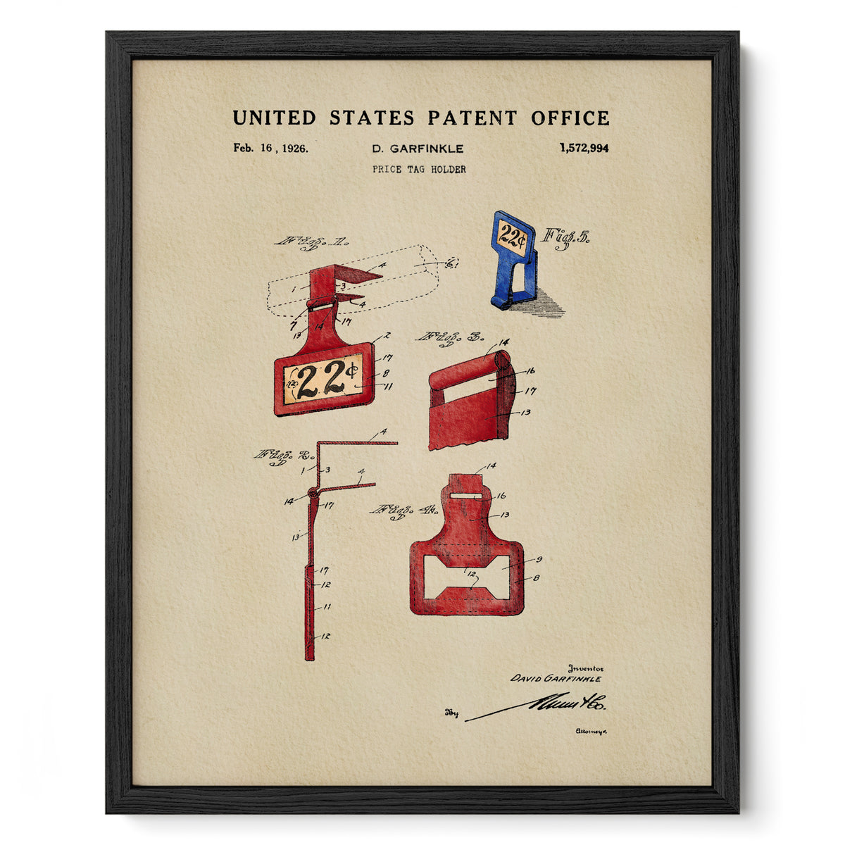 Price Tag Holder (1926) patent art print