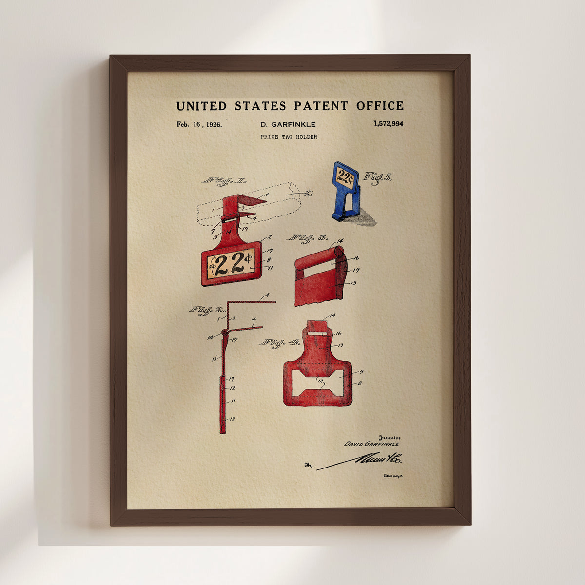 Price Tag Holder (1926) patent art print