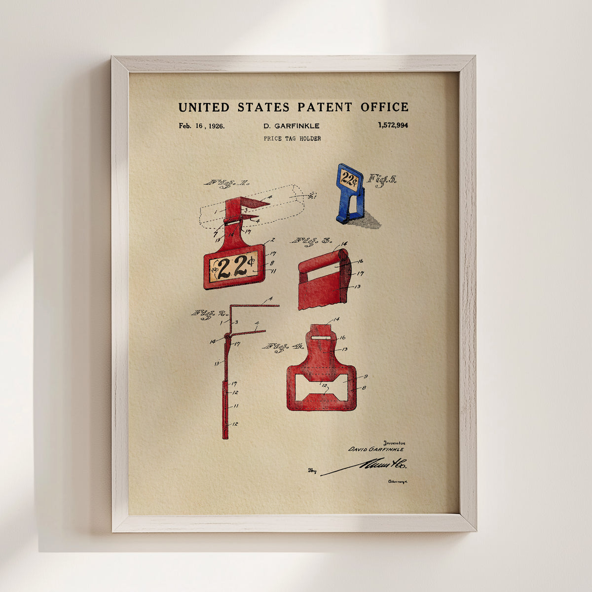Price Tag Holder (1926) patent art print