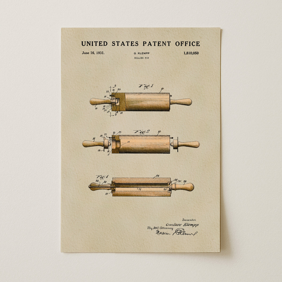 Rolling Pin (1931) patent art print