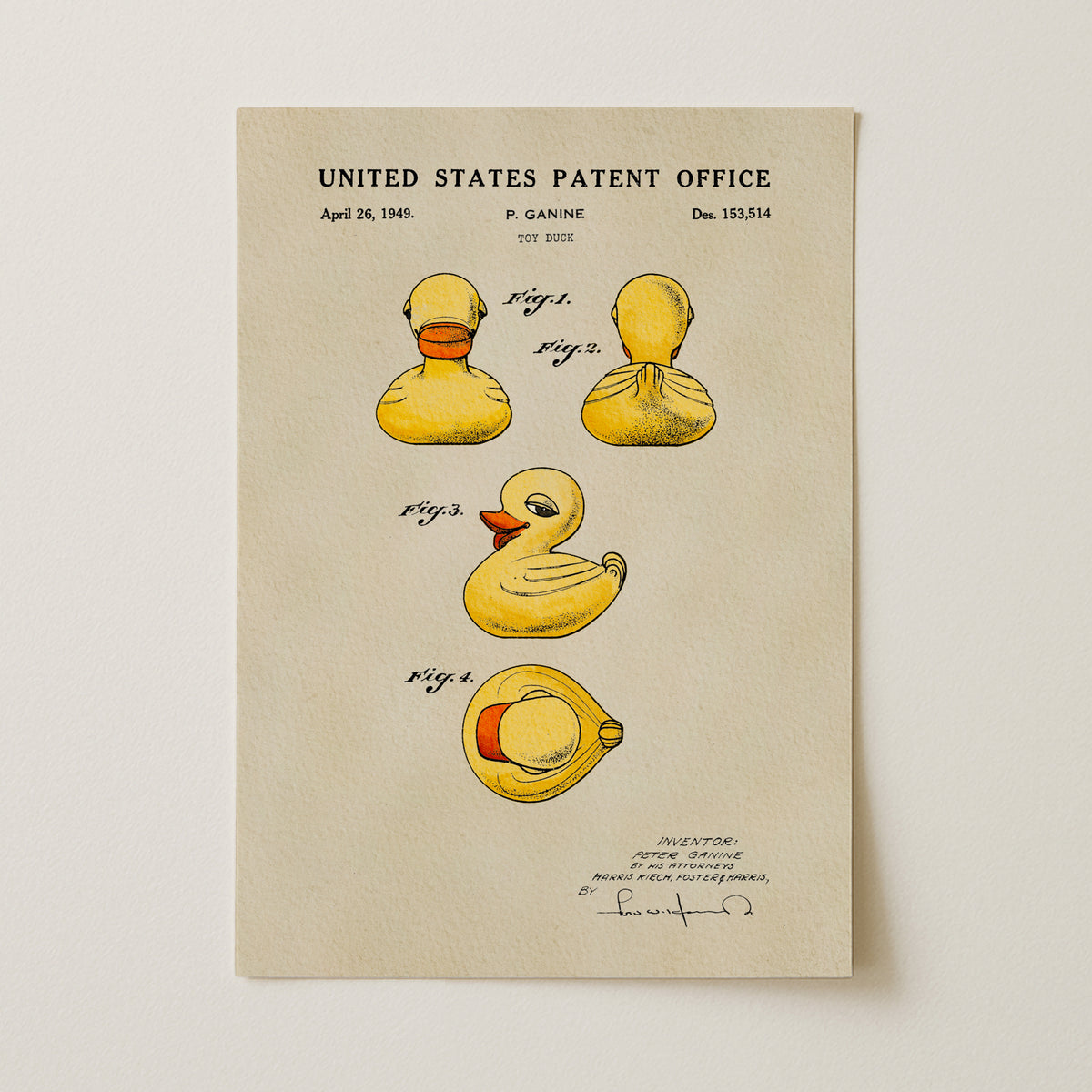 Rubber Duck (1949) patent art print