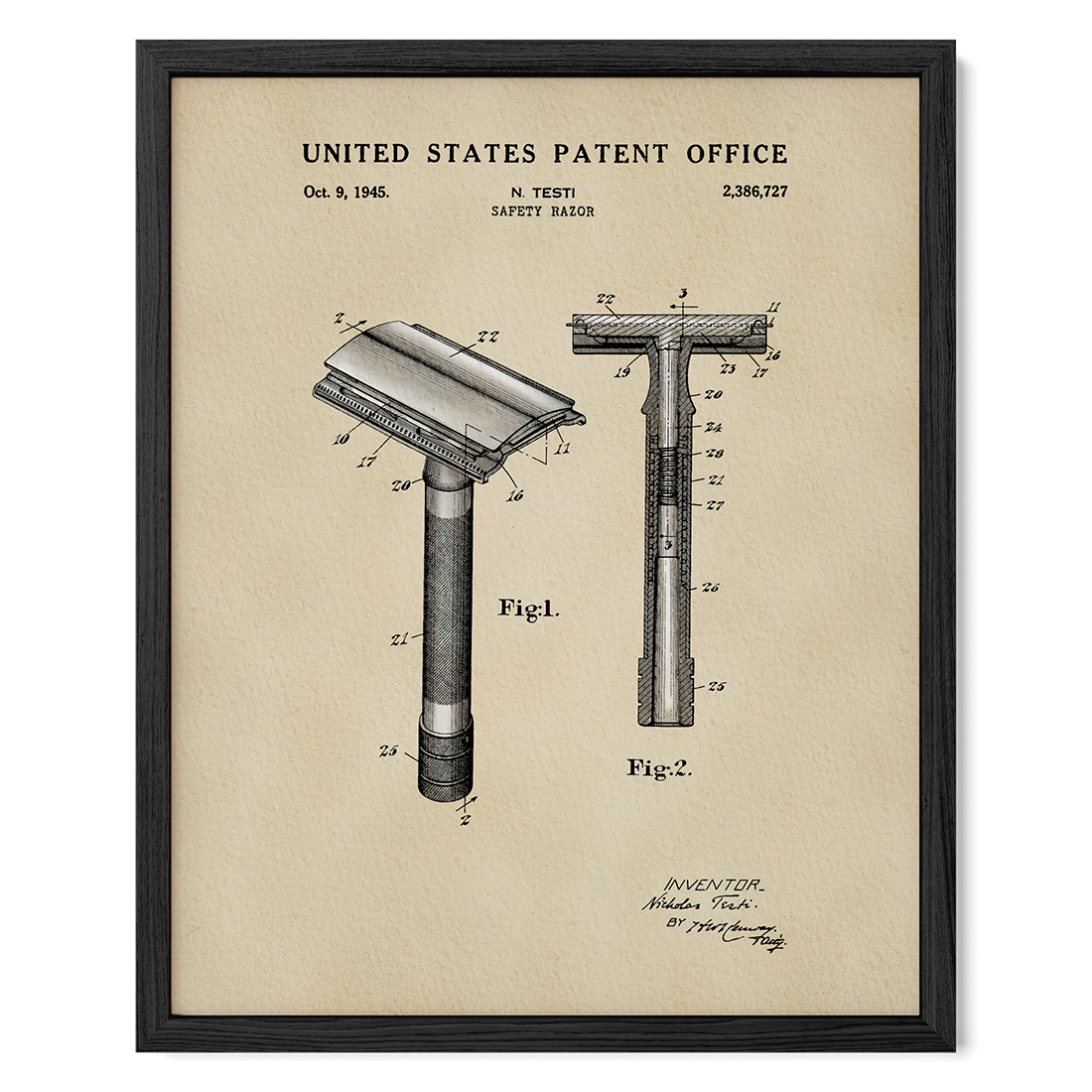 Safety Razor (1945) patent art print