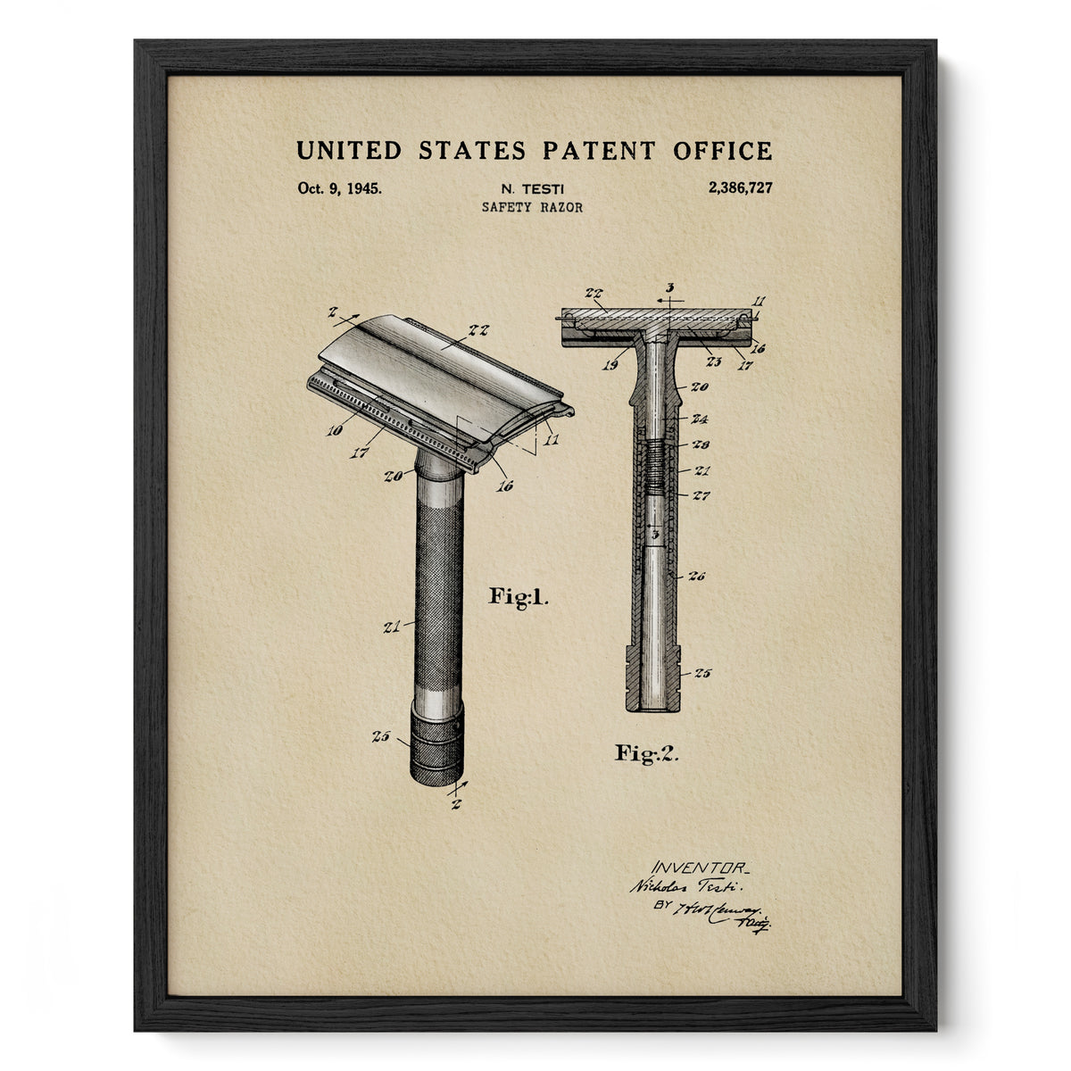 Safety Razor (1945) patent art print