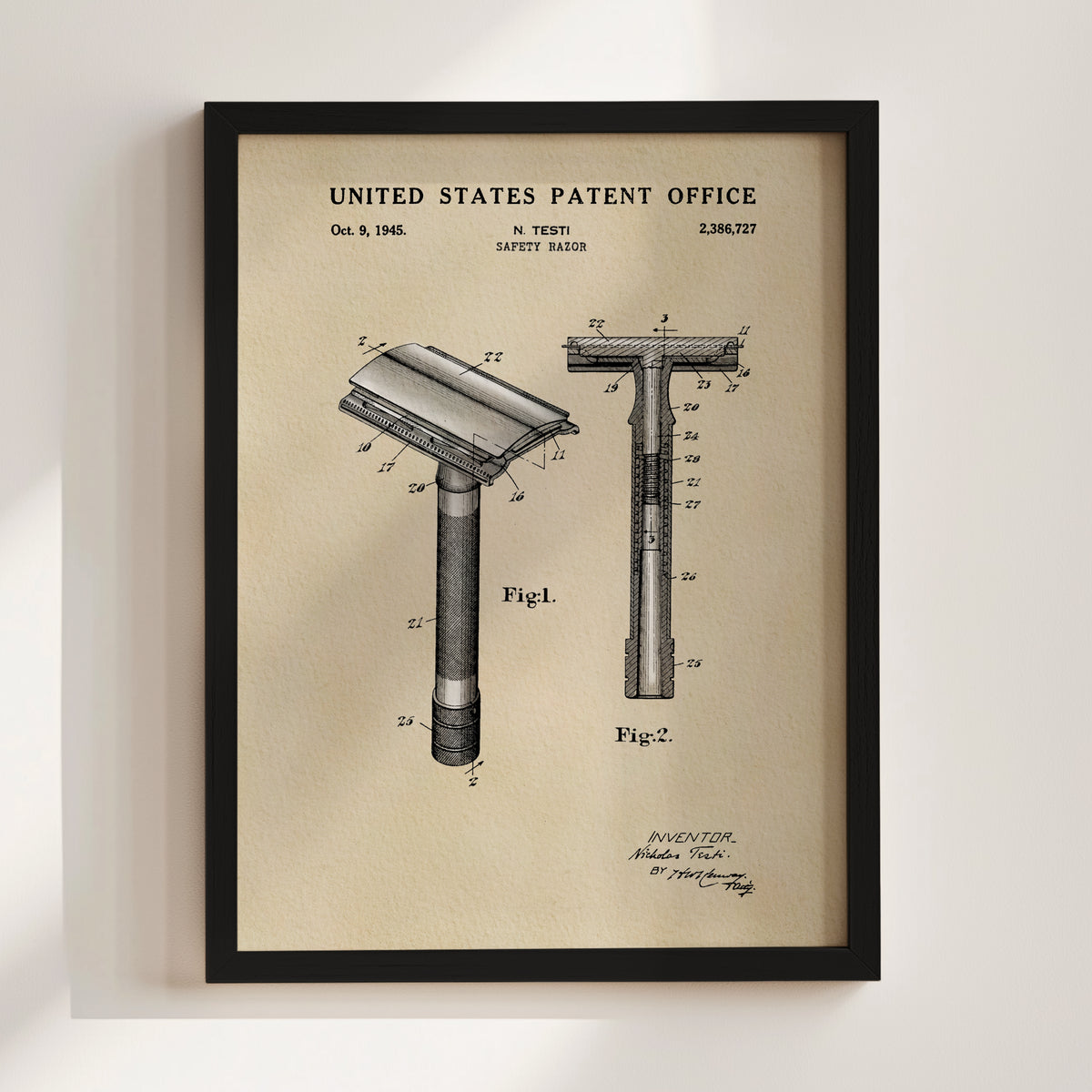 Safety Razor (1945) patent art print