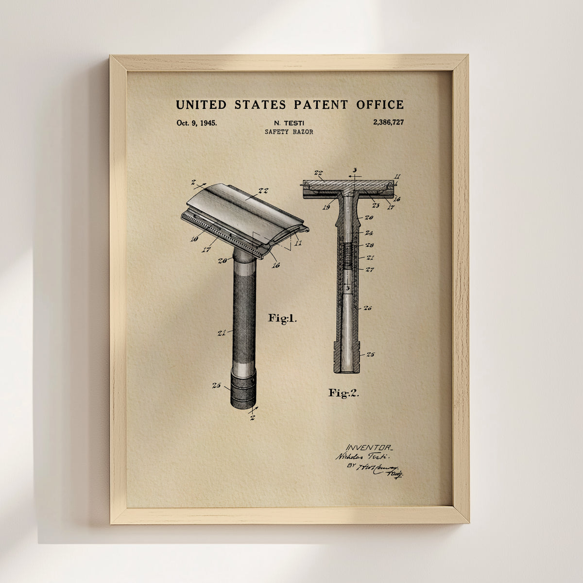 Safety Razor (1945) patent art print