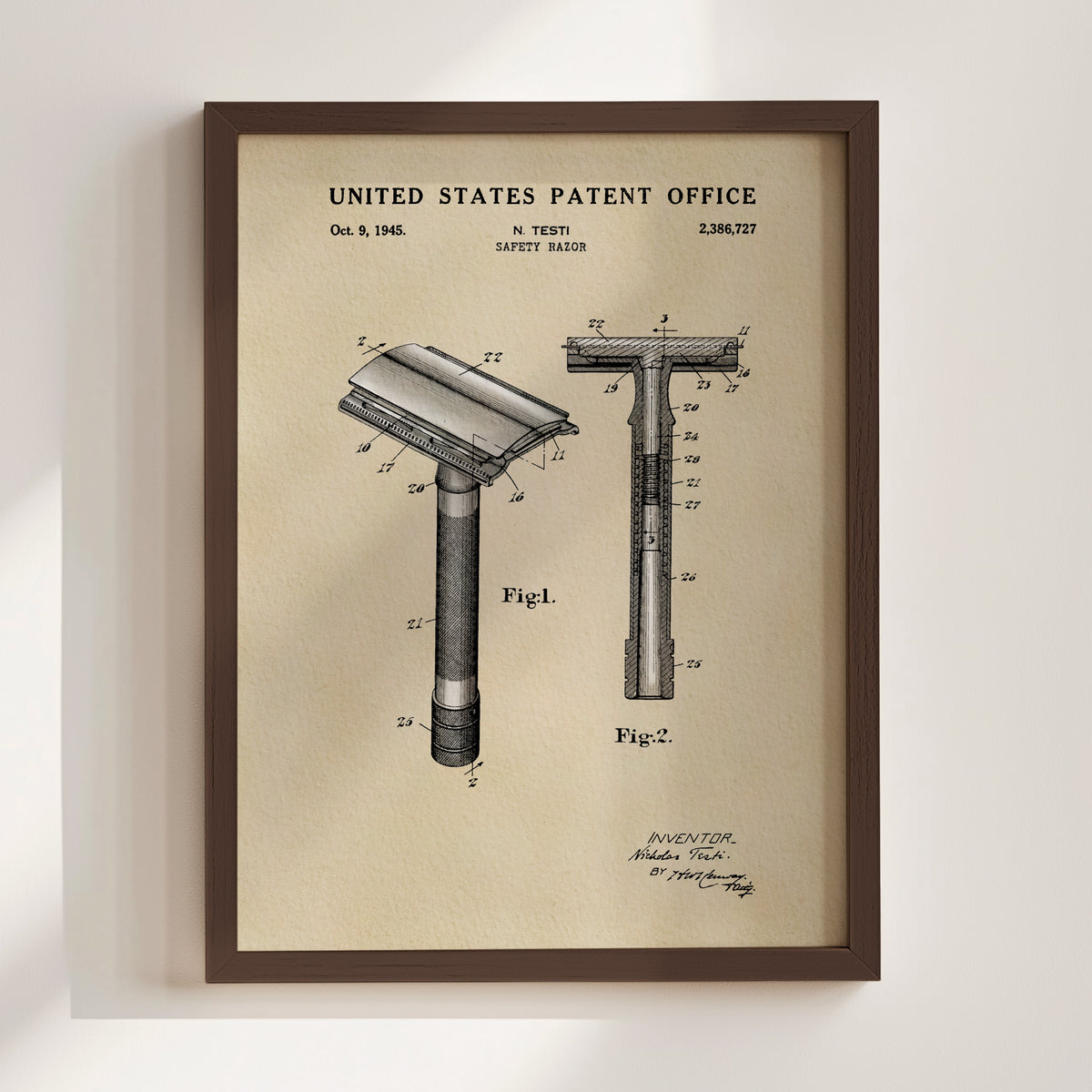 Safety Razor (1945) patent art print