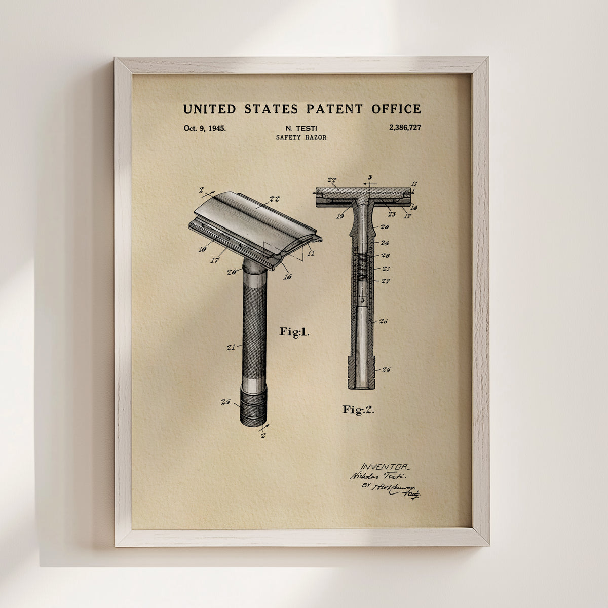 Safety Razor (1945) patent art print