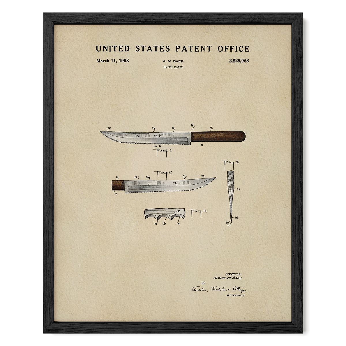 Serrated Knife (1958) patent art print