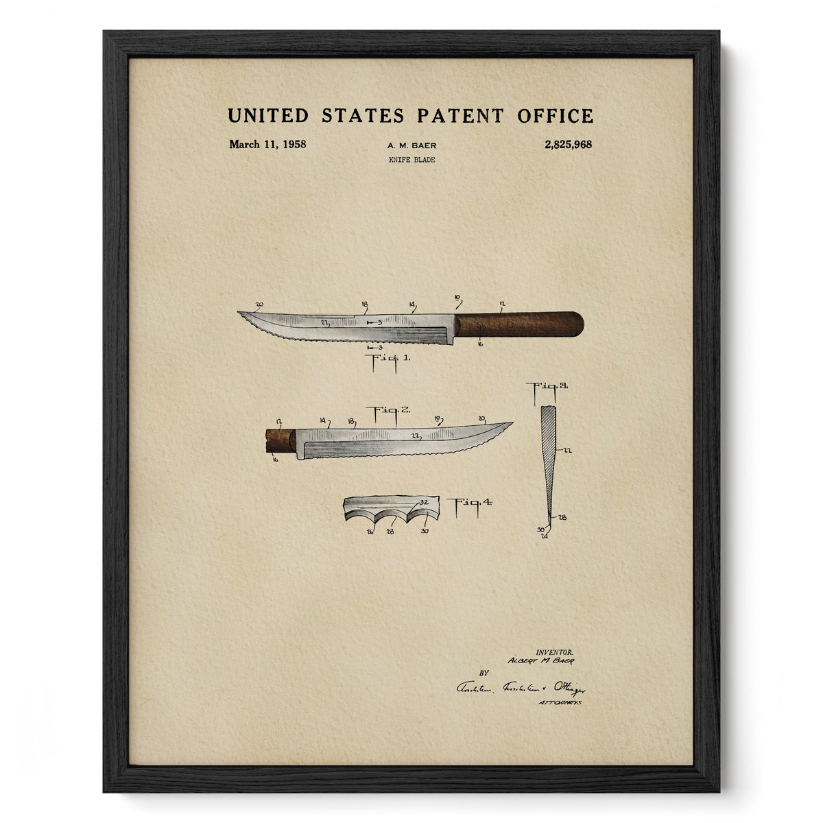 Serrated Knife (1958) patent art print