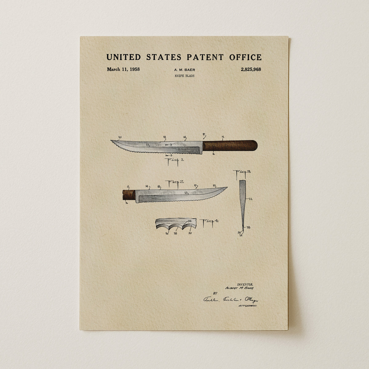 Serrated Knife (1958) patent art print