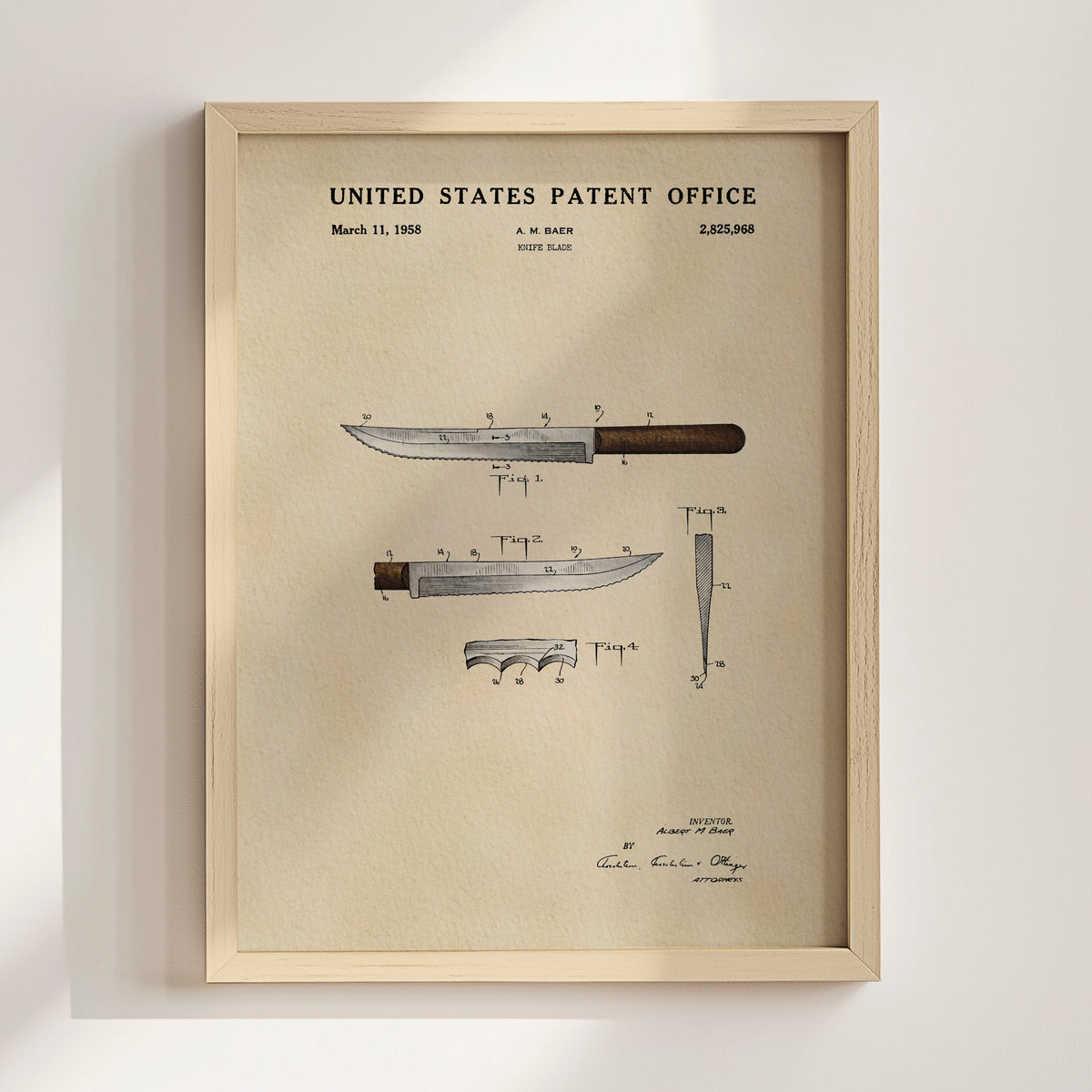 Serrated Knife (1958) patent art print