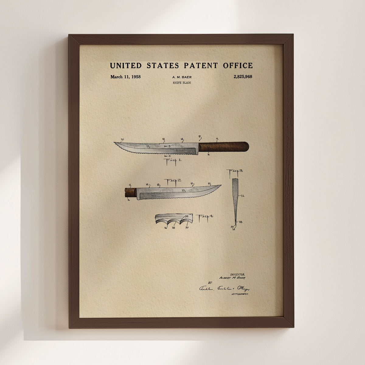 Serrated Knife (1958) patent art print