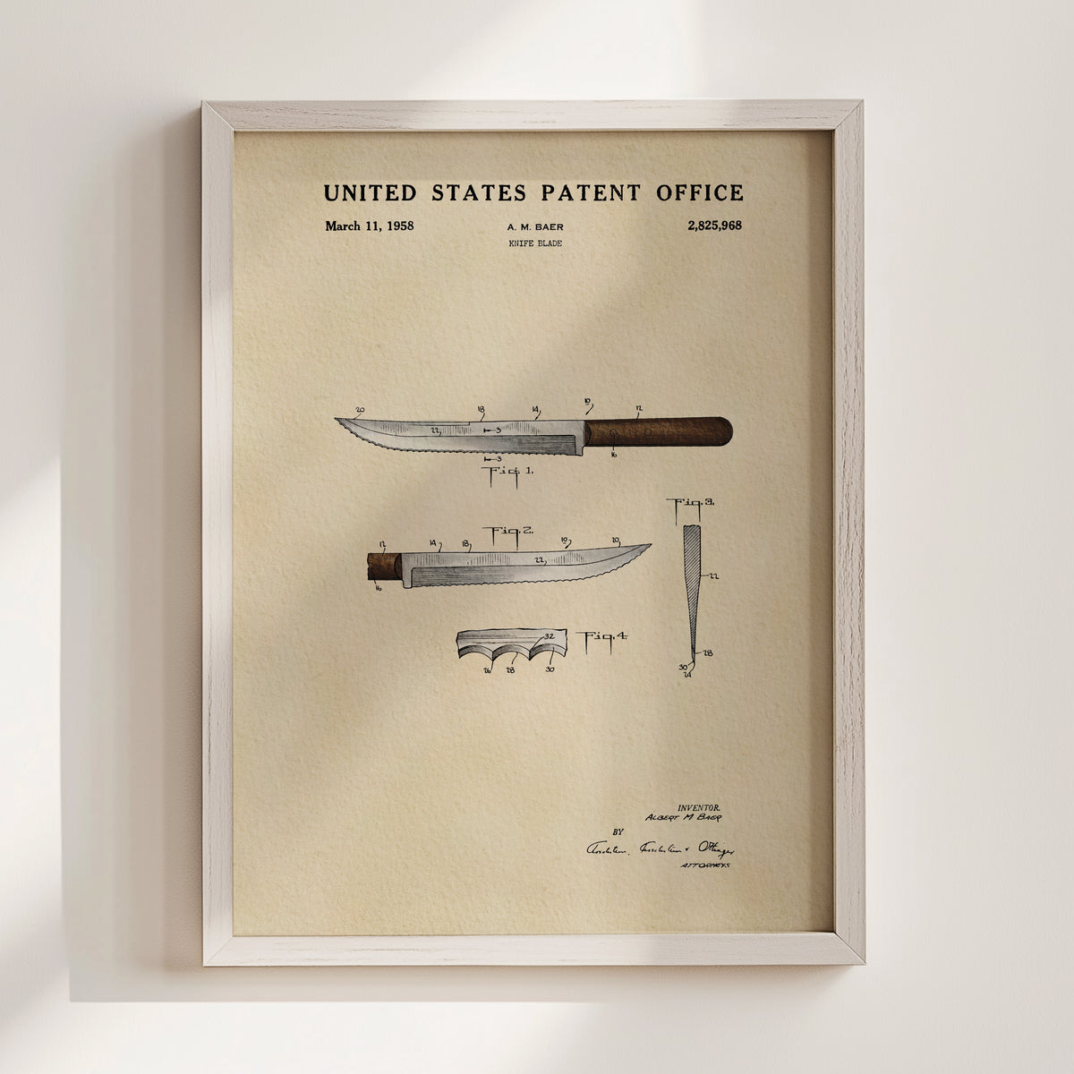 Serrated Knife (1958) patent art print